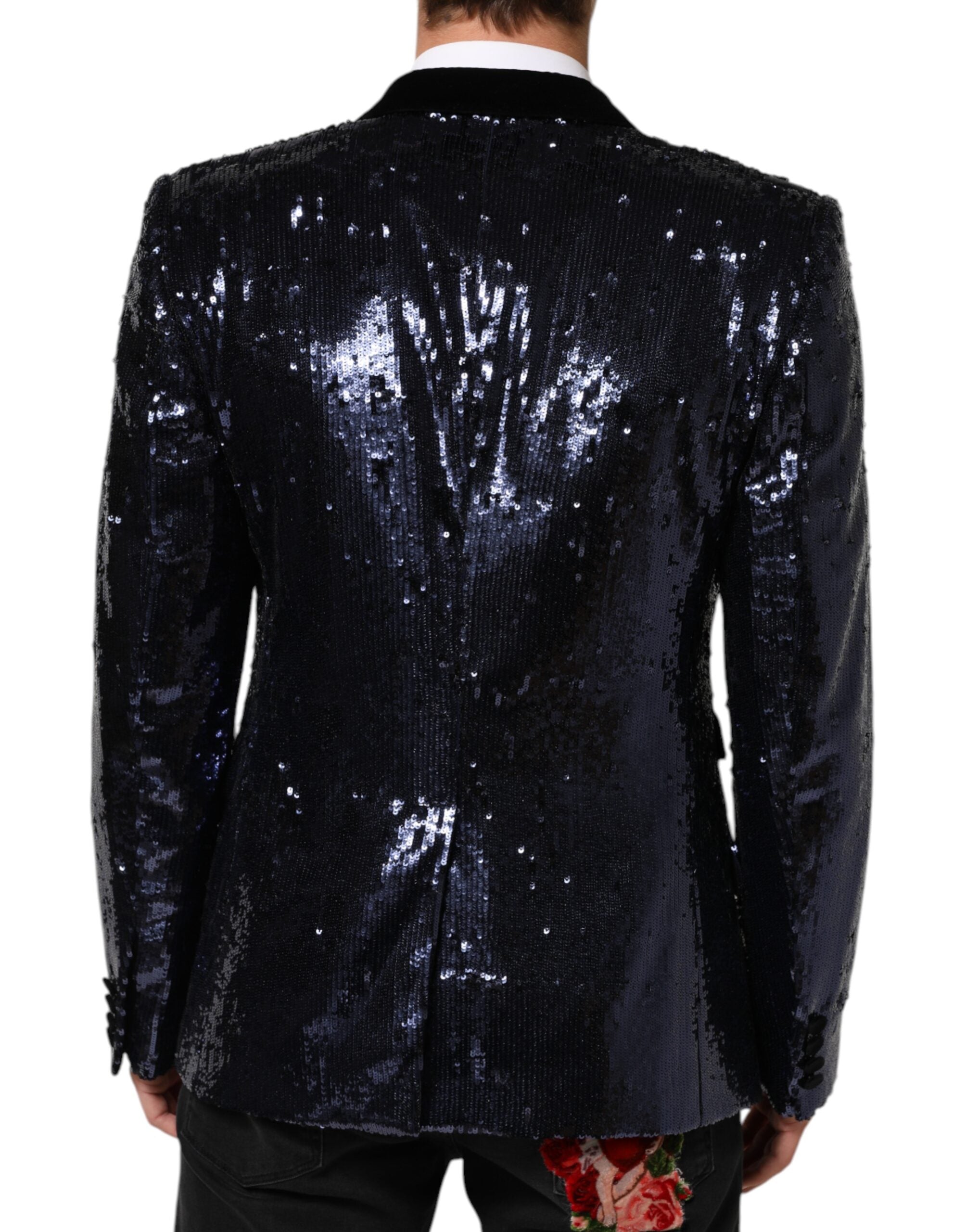 Dolce & Gabbana Blue Sequin SICILIA Double Breasted Blazer