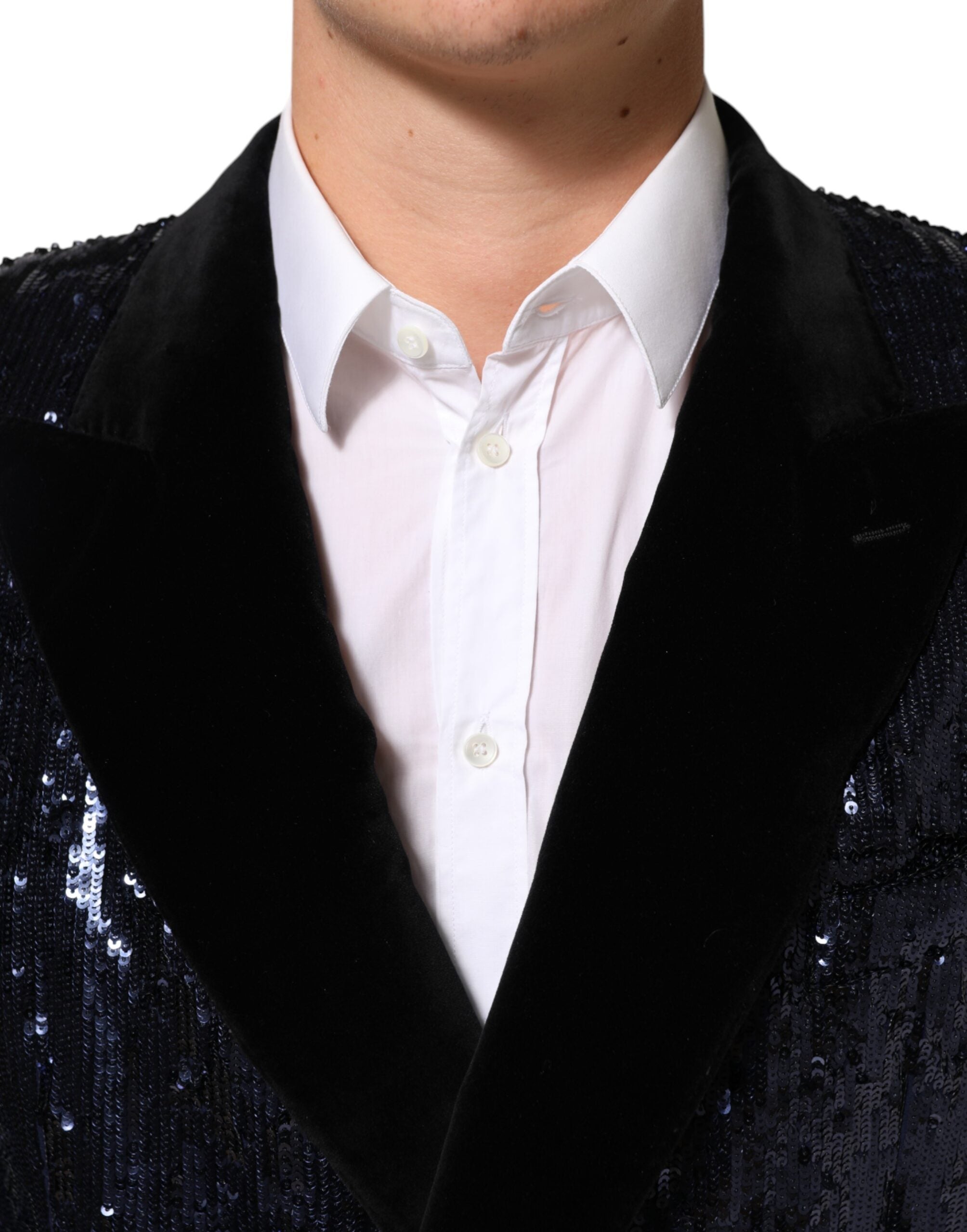 Dolce & Gabbana Blue Sequin SICILIA Double Breasted Blazer