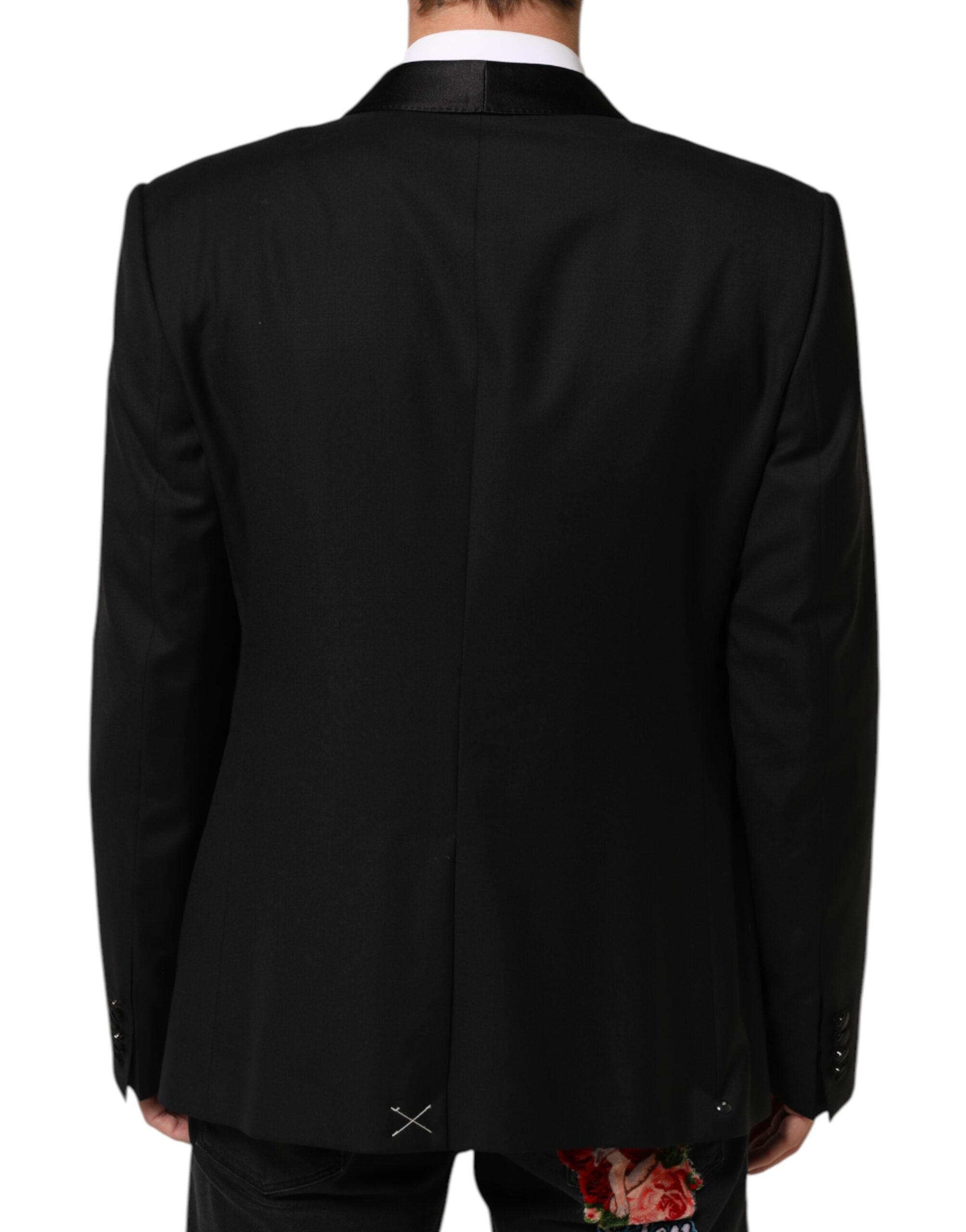 Dolce &amp; Gabbana Sort Uld Guld 1 Knap Herre Jakkesæt Blazer