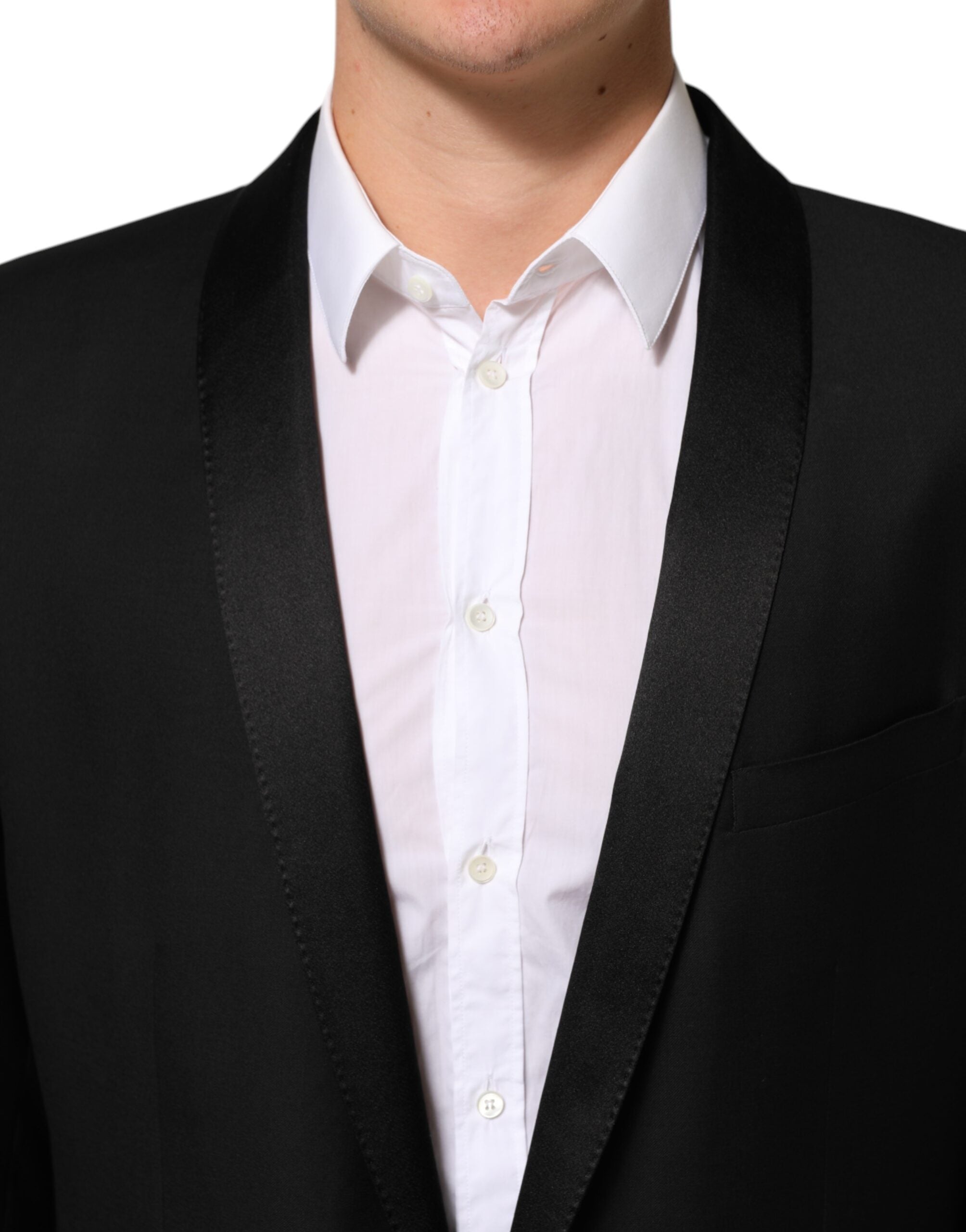 Dolce &amp; Gabbana Sort Uld Guld 1 Knap Herre Jakkesæt Blazer