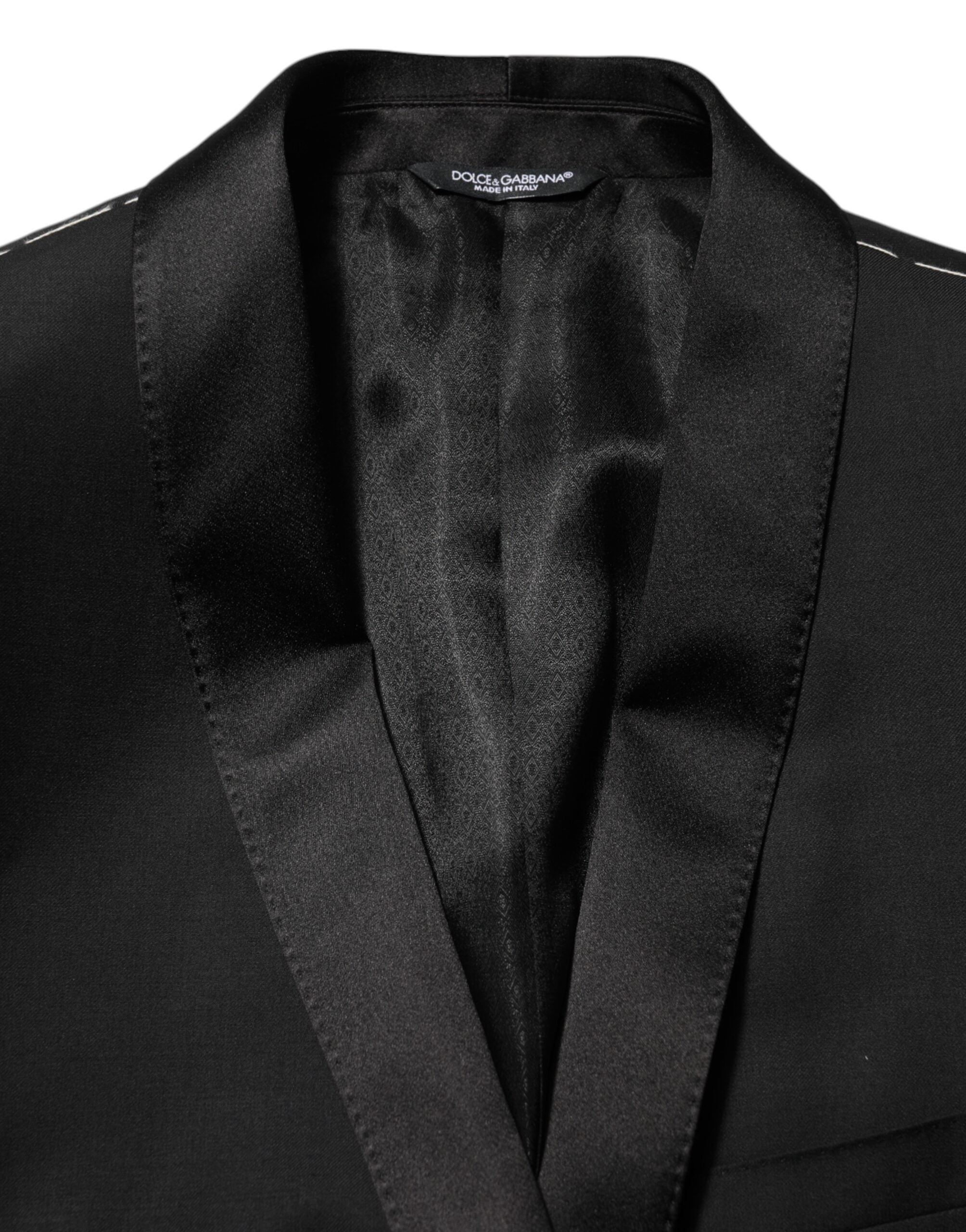 Dolce &amp; Gabbana Sort Uld Guld 1 Knap Herre Jakkesæt Blazer