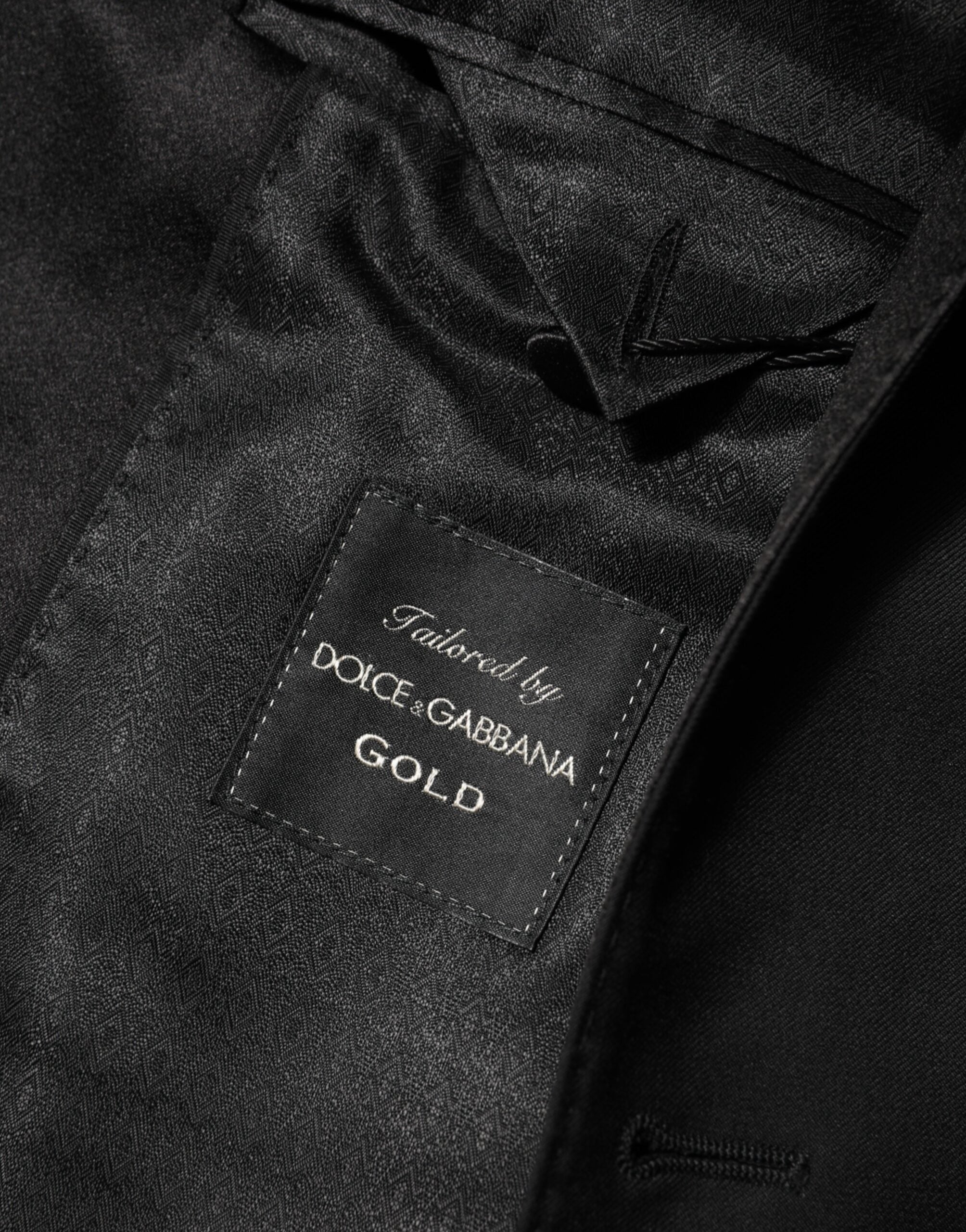Dolce &amp; Gabbana Sort Uld Guld 1 Knap Herre Jakkesæt Blazer
