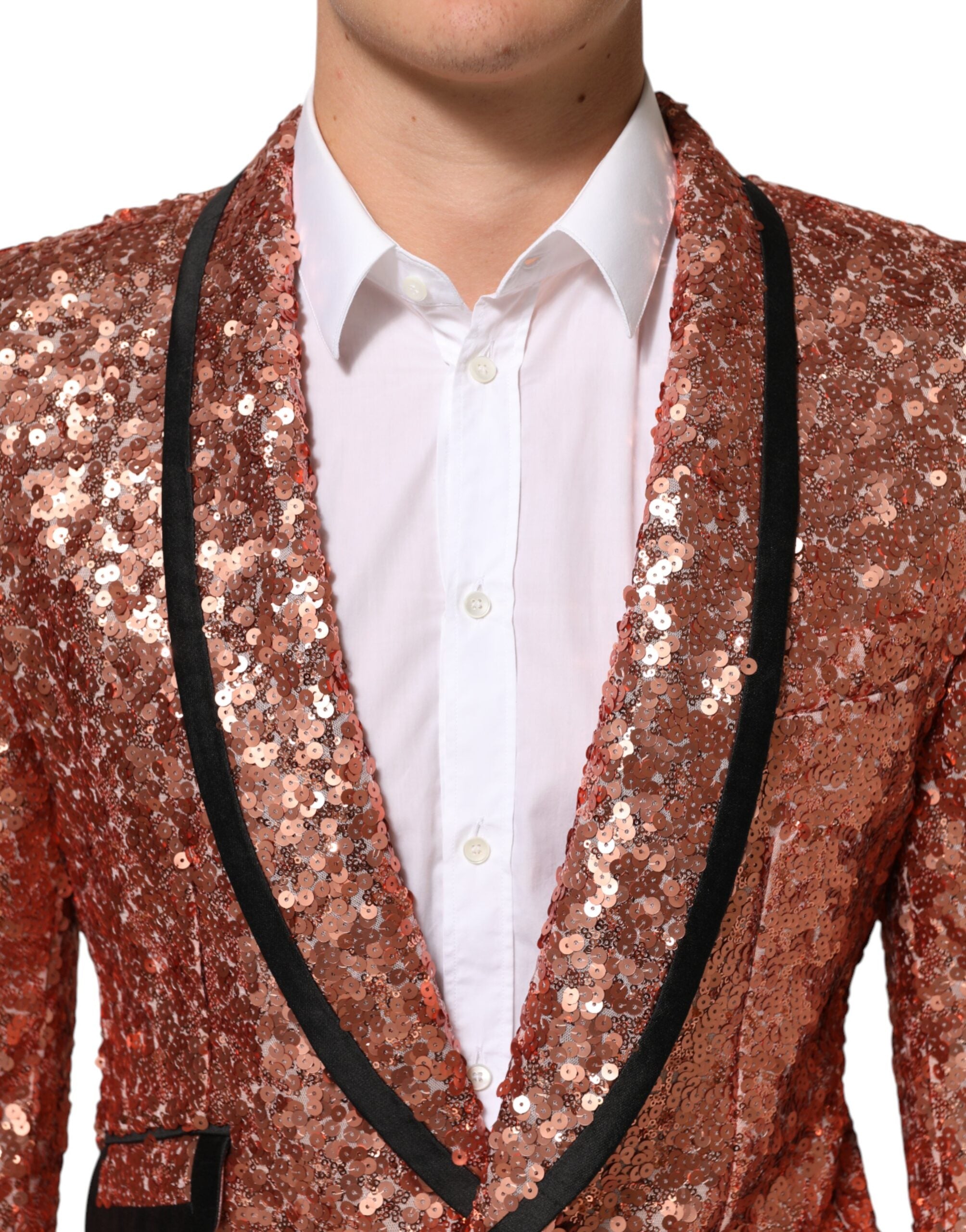 Dolce &amp; Gabbana Pink pailletter SICILIA 1-knap Mænd Suit Blazer