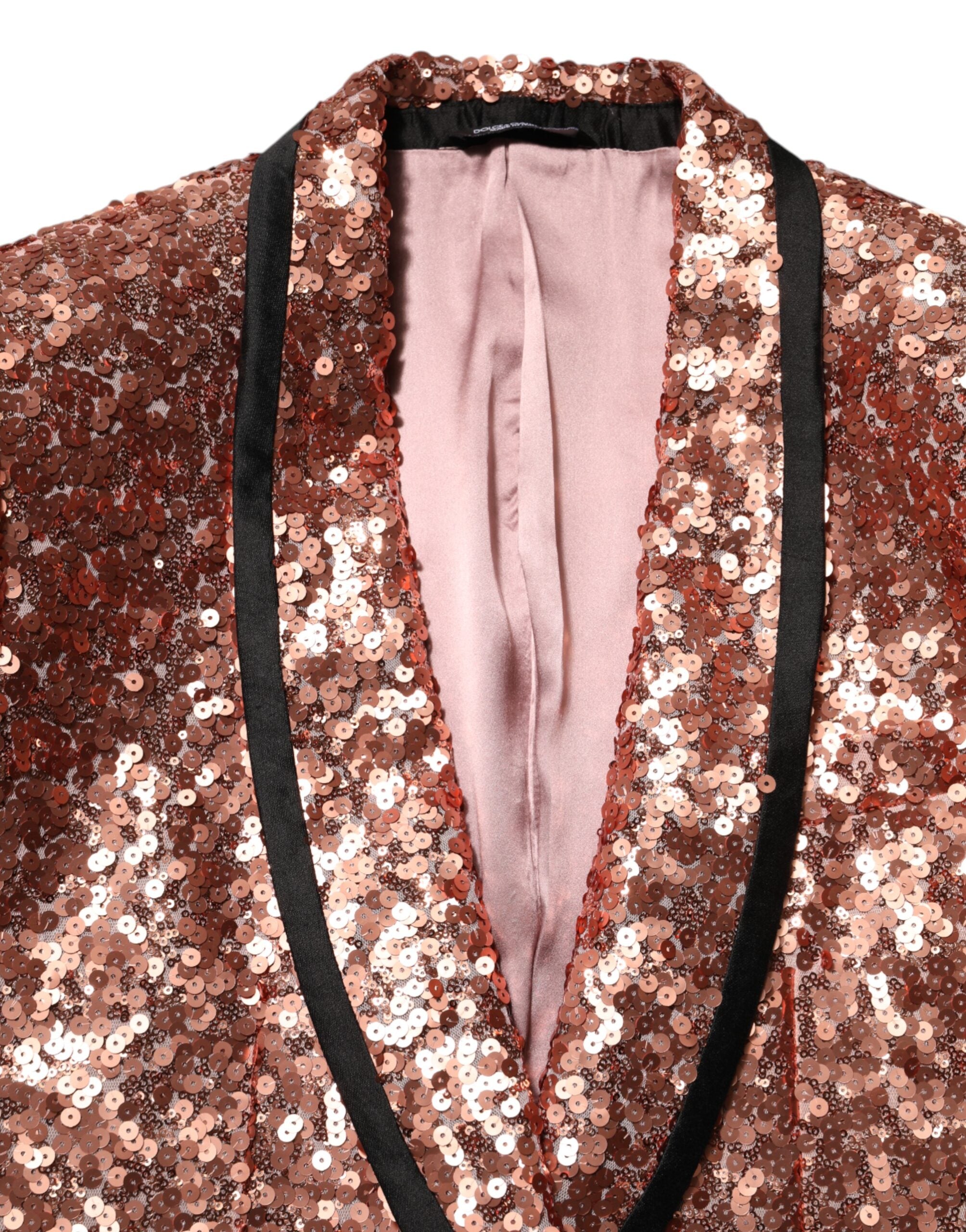 Dolce &amp; Gabbana Pink pailletter SICILIA 1-knap Mænd Suit Blazer