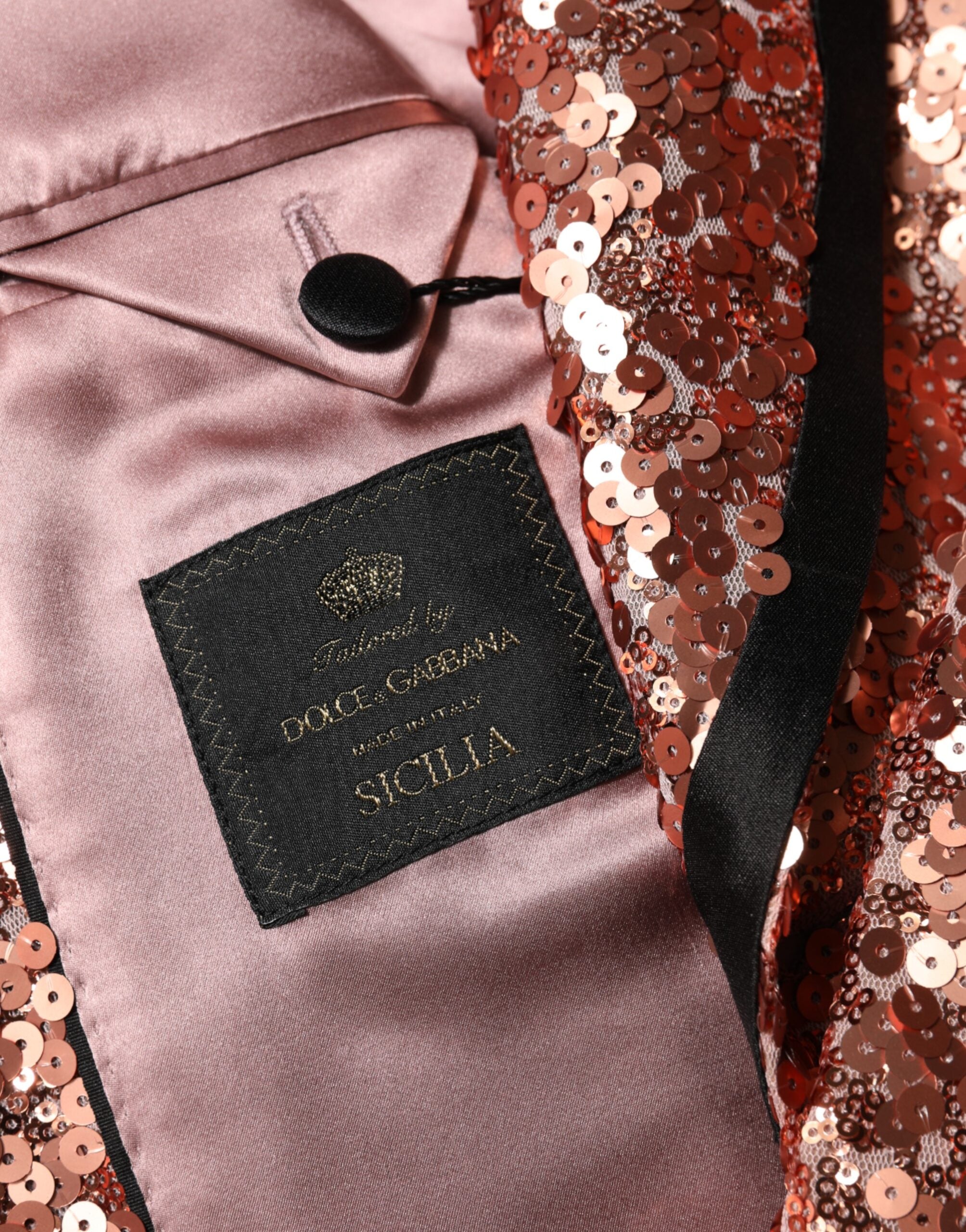 Dolce &amp; Gabbana Pink pailletter SICILIA 1-knap Mænd Suit Blazer