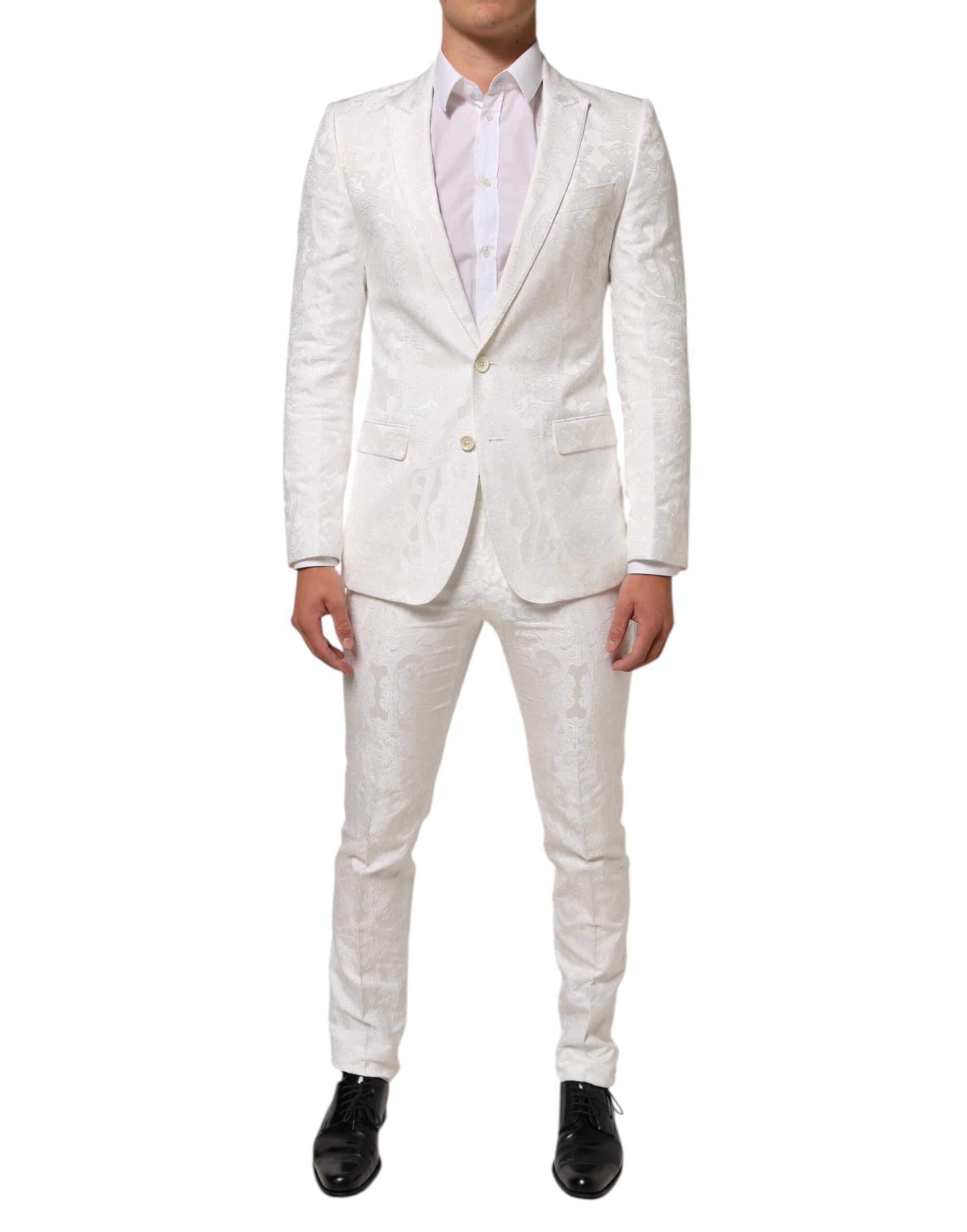 Dolce & Gabbana White Brocade 2 Piece MARTINI Formal Suit