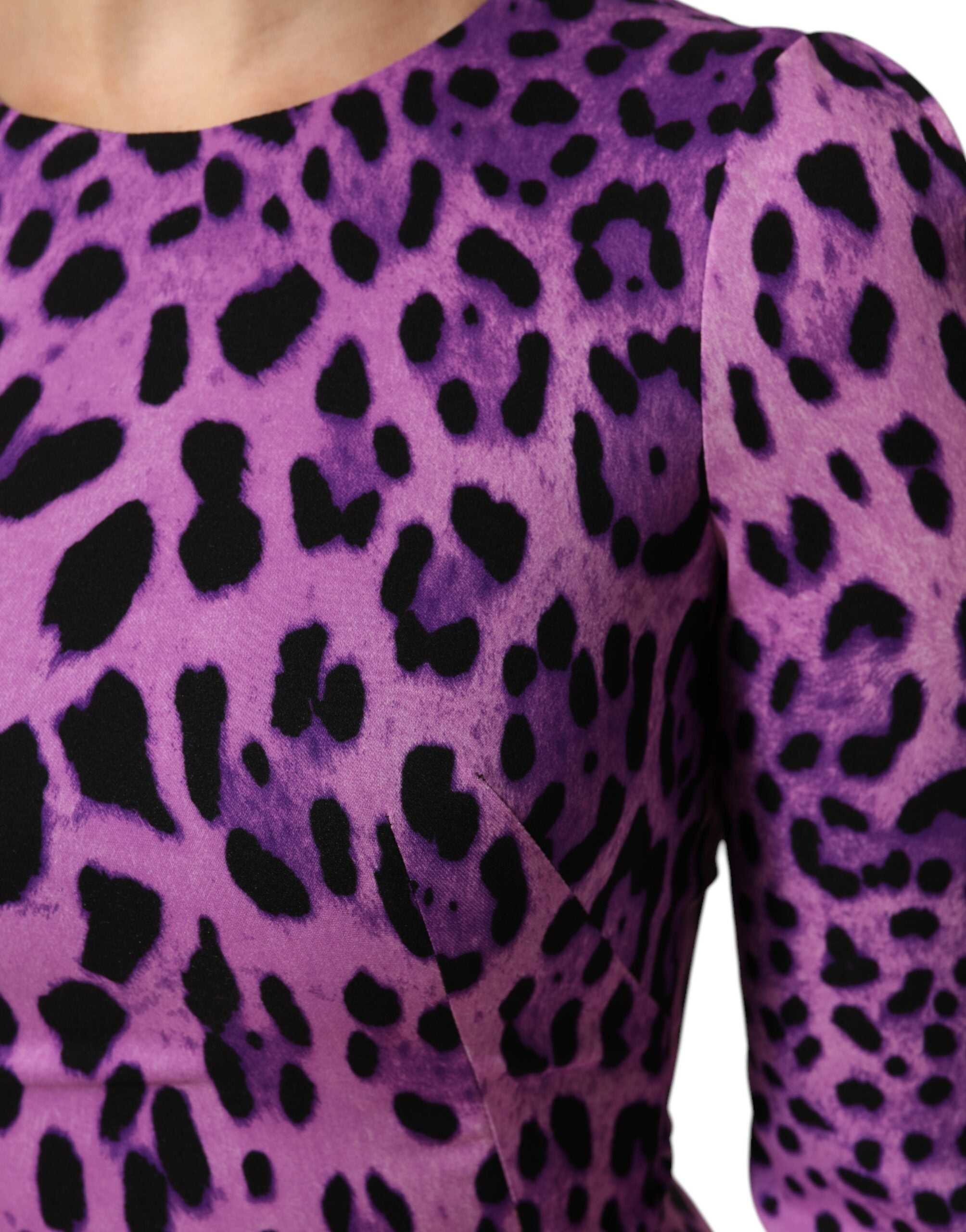 Dolce &amp; Gabbana Violet Leopard Sheath Bodycon Minikjole