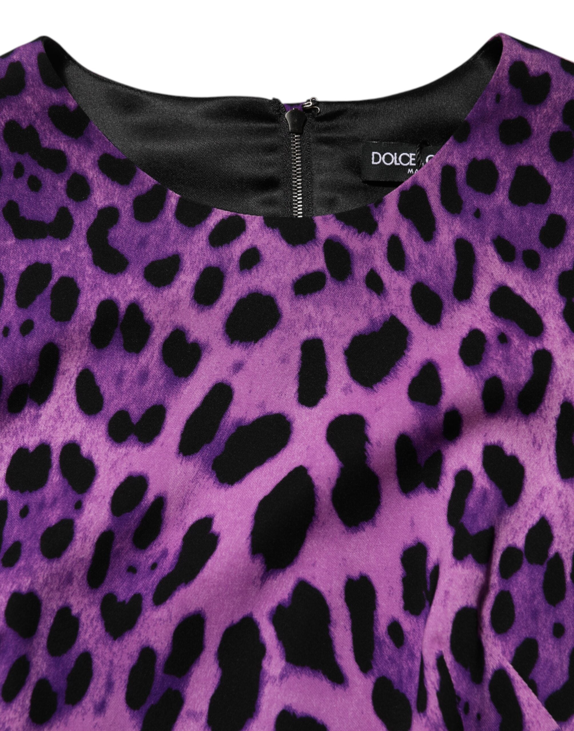 Dolce &amp; Gabbana Violet Leopard Sheath Bodycon Minikjole
