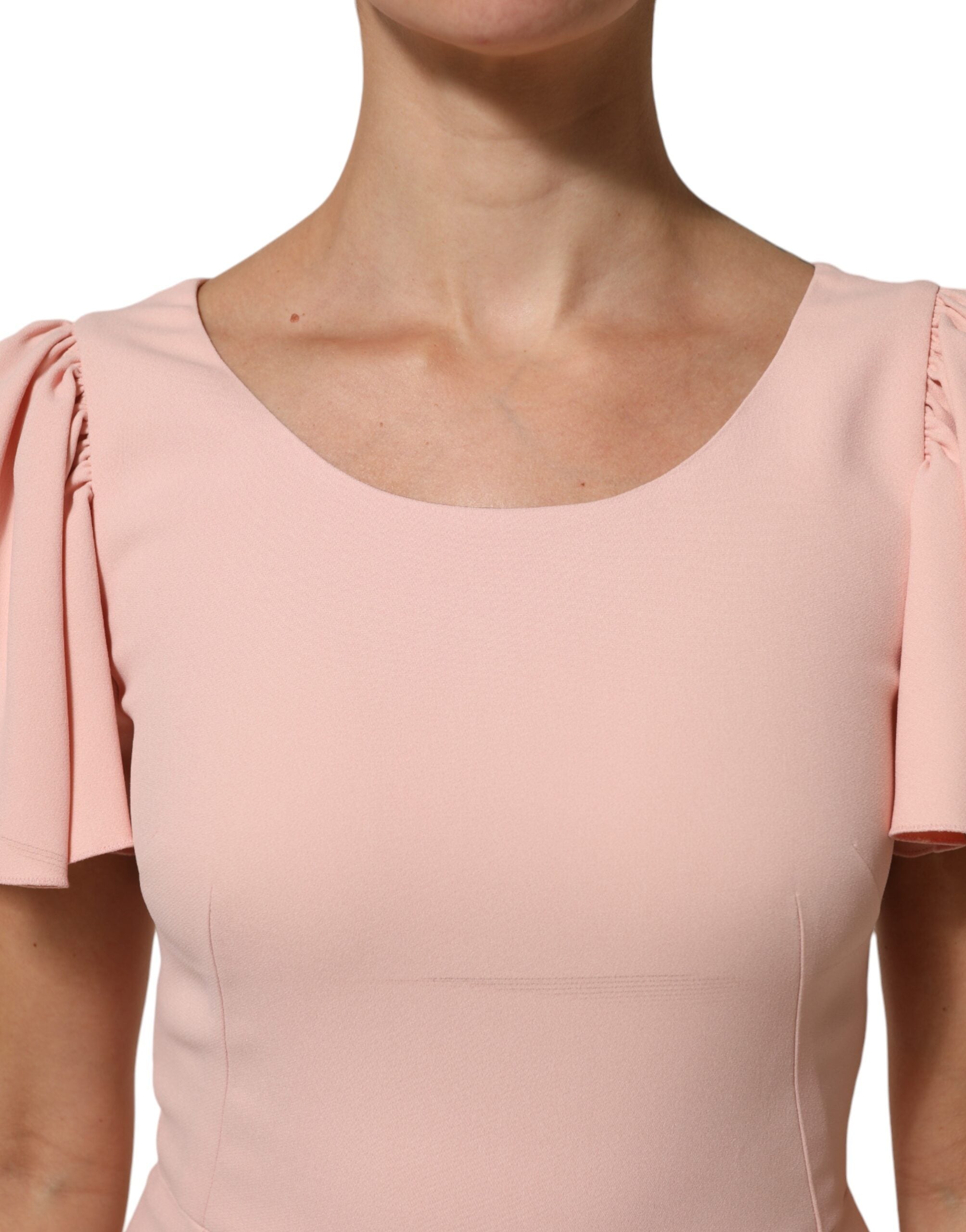 Dolce &amp; Gabbana Lyserød Viskose Fit Flared Sheath Midi-kjole