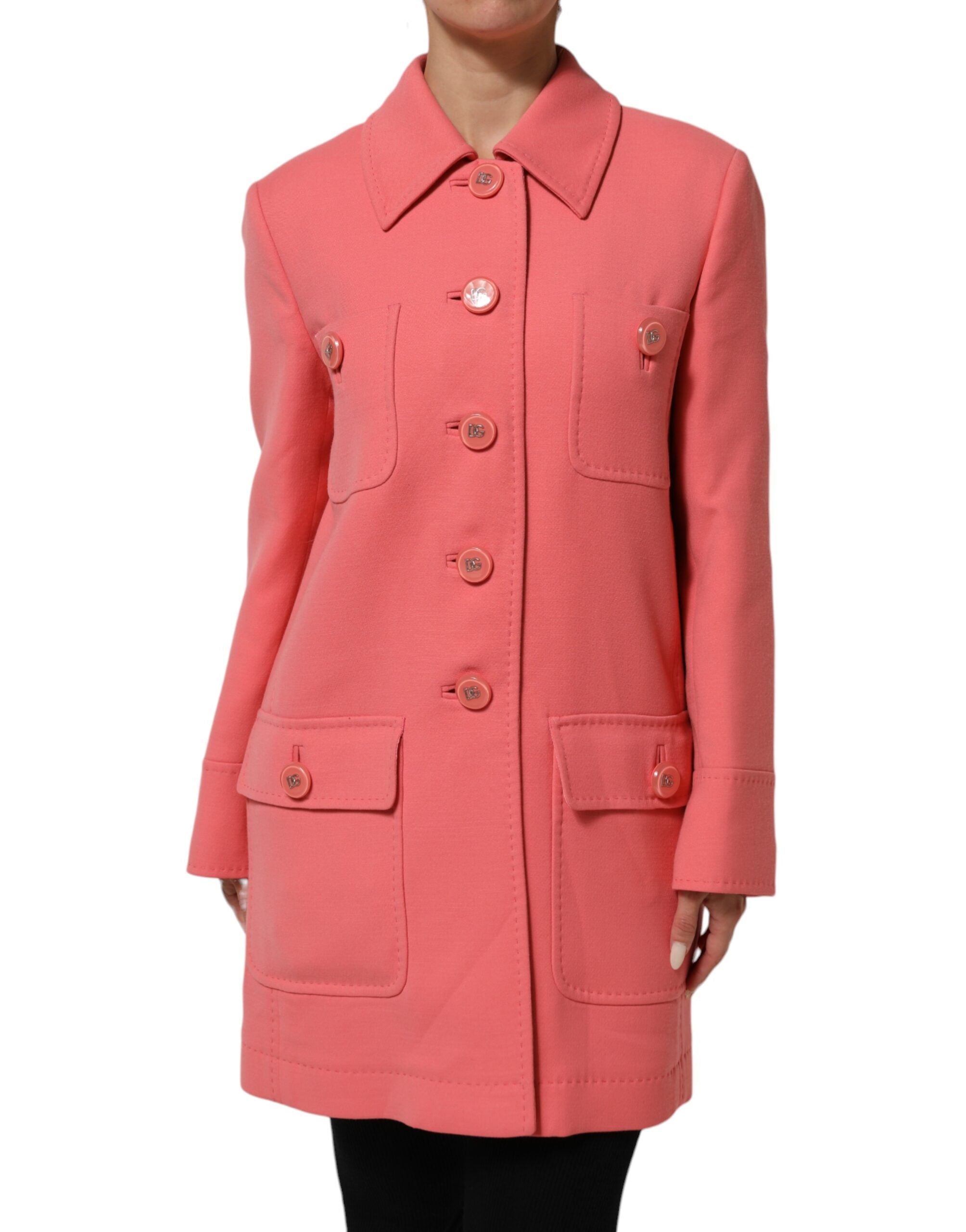 Dolce &amp; Gabbana Pink Trenchcoat Jakke Med Knapper
