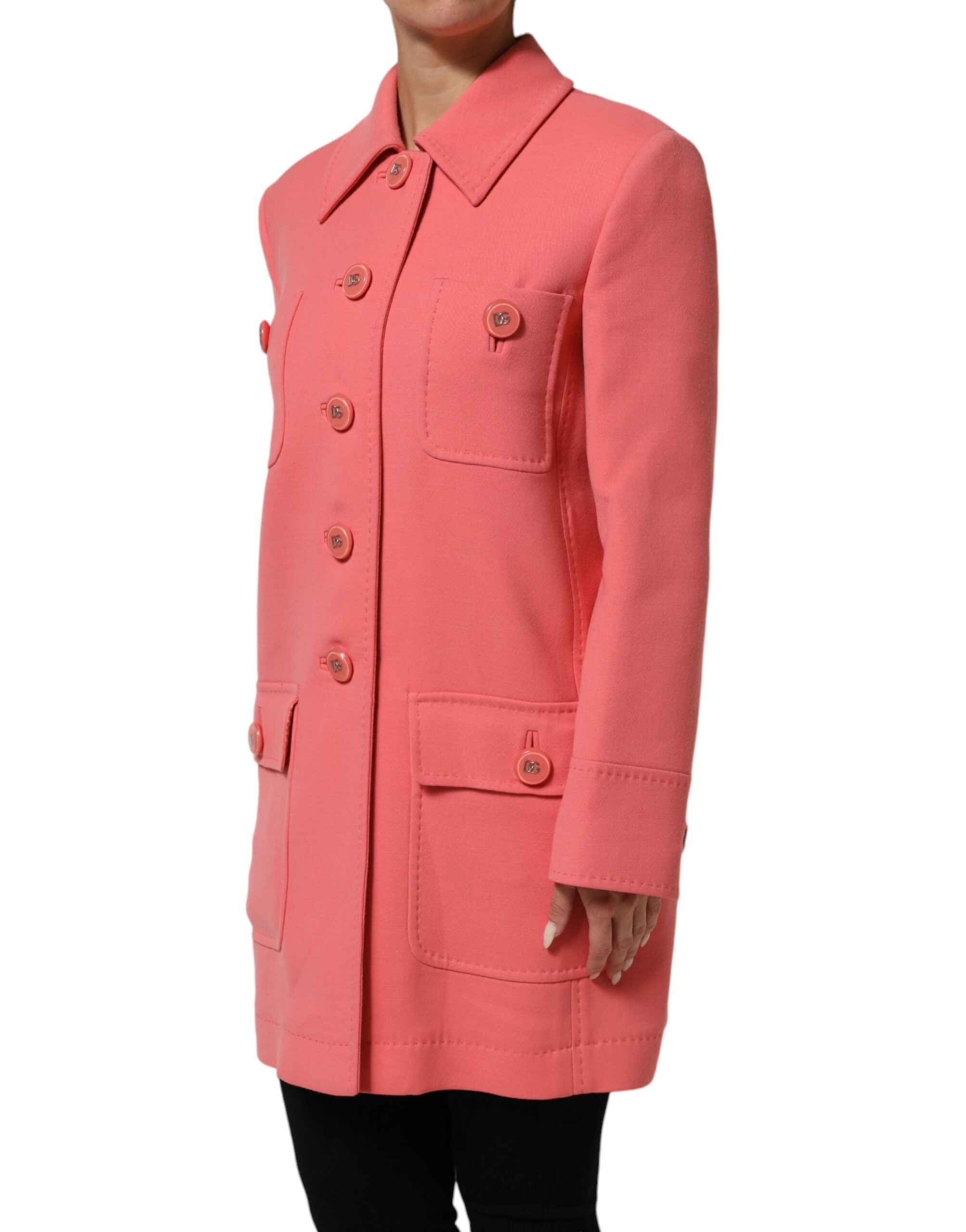 Dolce &amp; Gabbana Pink Trenchcoat Jakke Med Knapper