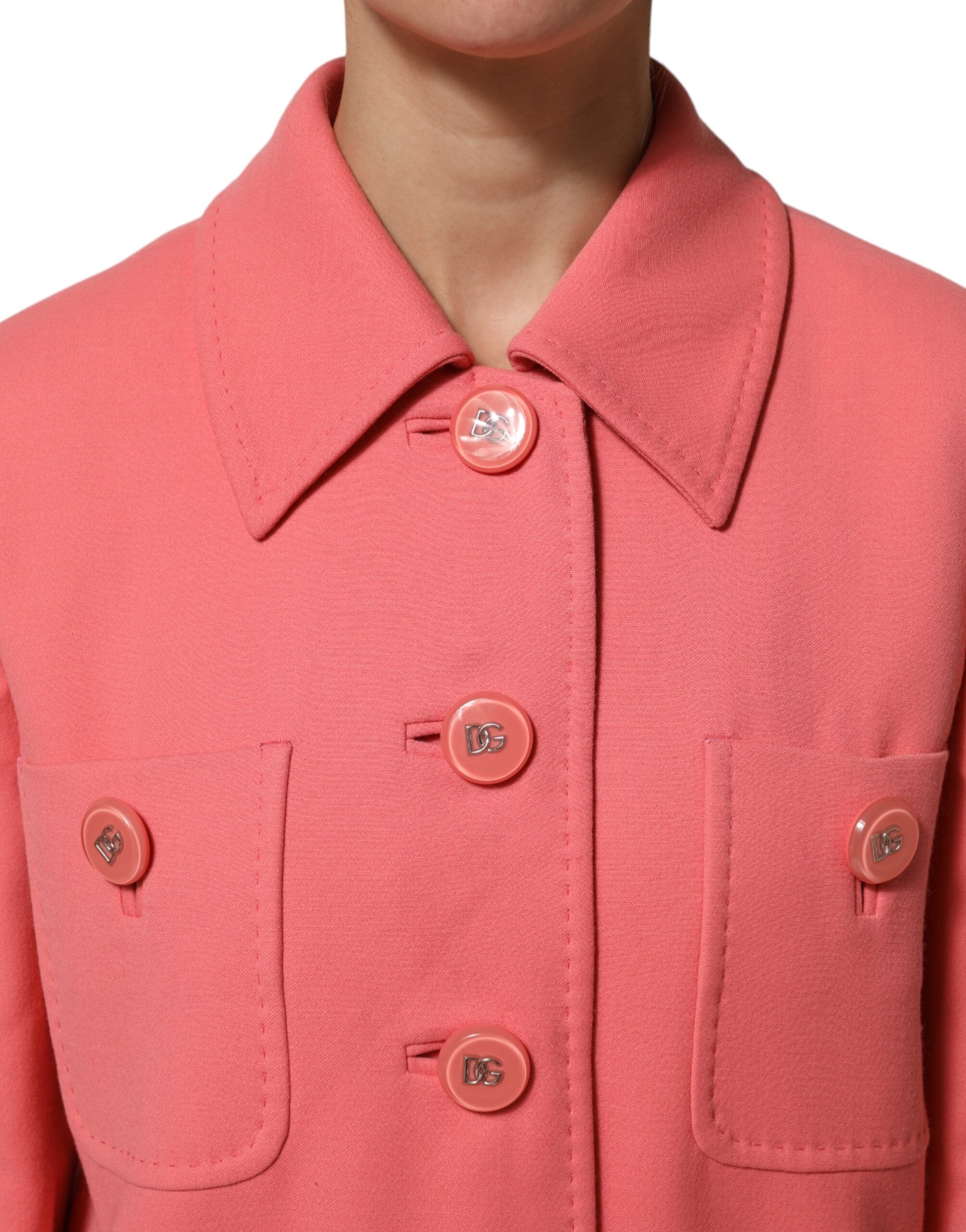 Dolce &amp; Gabbana Pink Trenchcoat Jakke Med Knapper