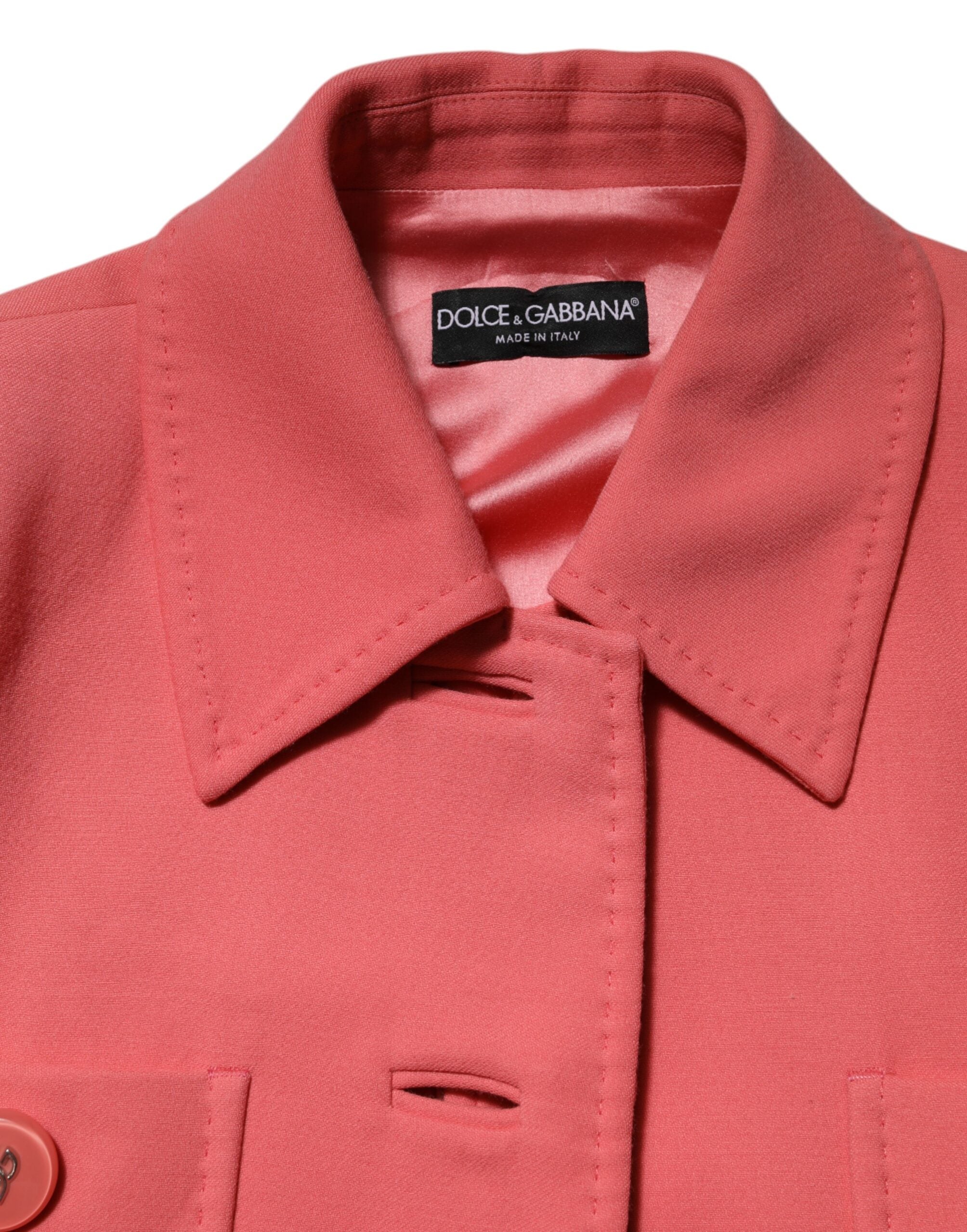 Dolce &amp; Gabbana Pink Trenchcoat Jakke Med Knapper