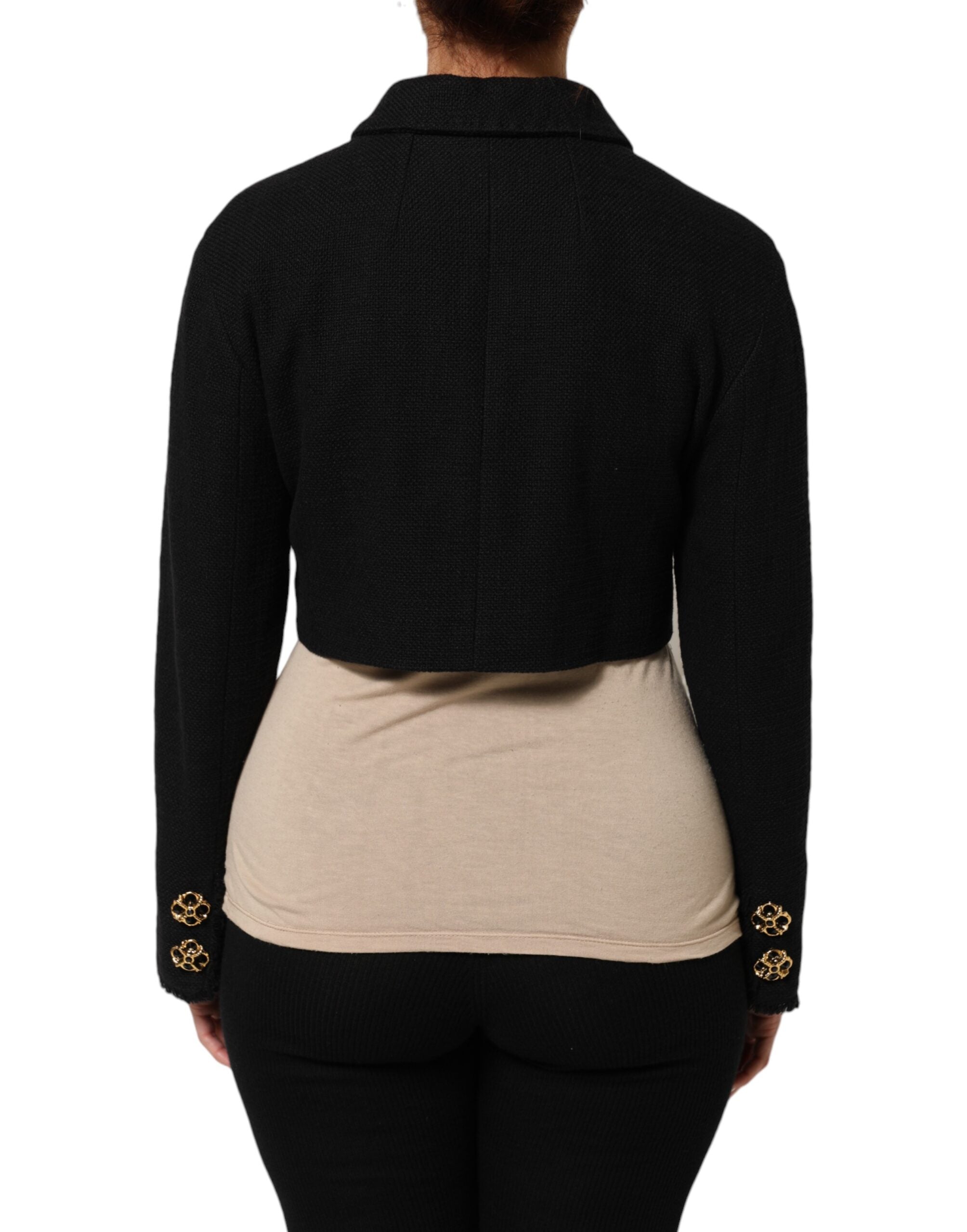 Dolce &amp; Gabbana svart bomullsjacka med dragkedja och kort kappa