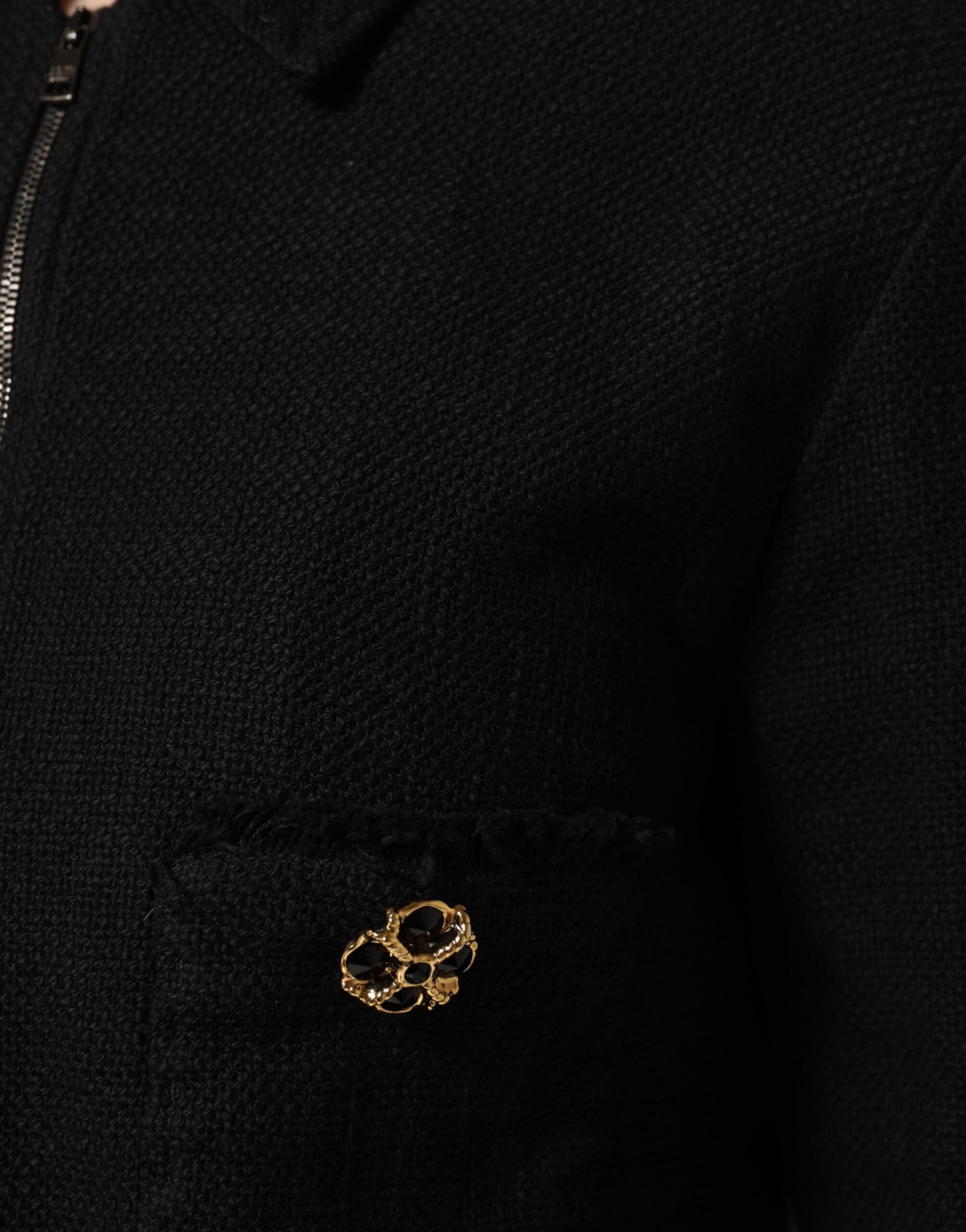Dolce &amp; Gabbana svart bomullsjacka med dragkedja och kort kappa
