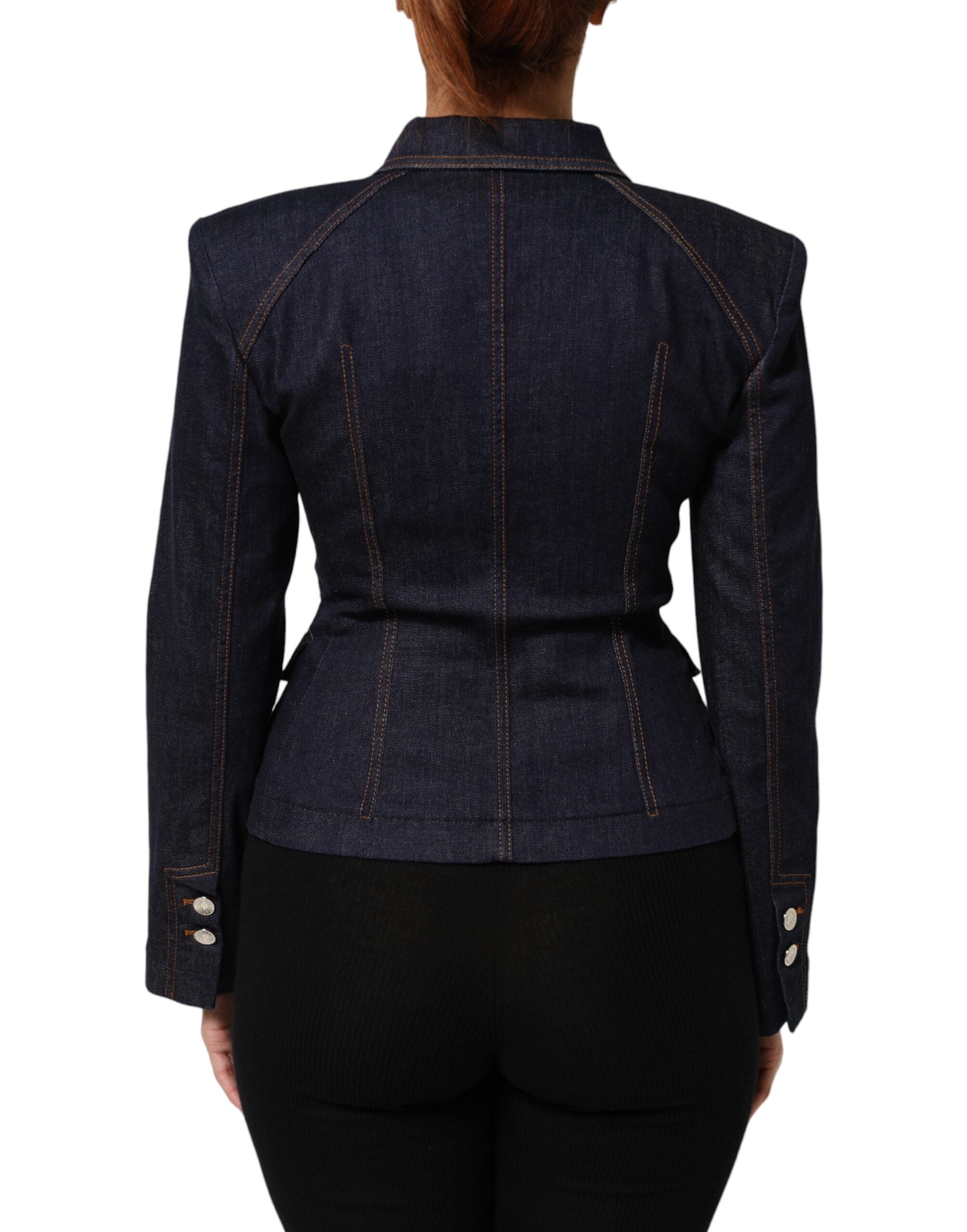 Dolce &amp; Gabbana Mørkeblå Bomuldskrave Denimjakke