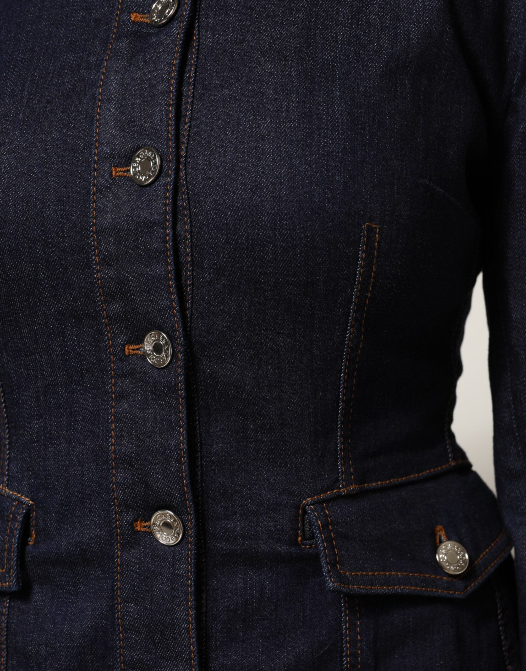 Dolce &amp; Gabbana Mørkeblå Bomuldskrave Denimjakke