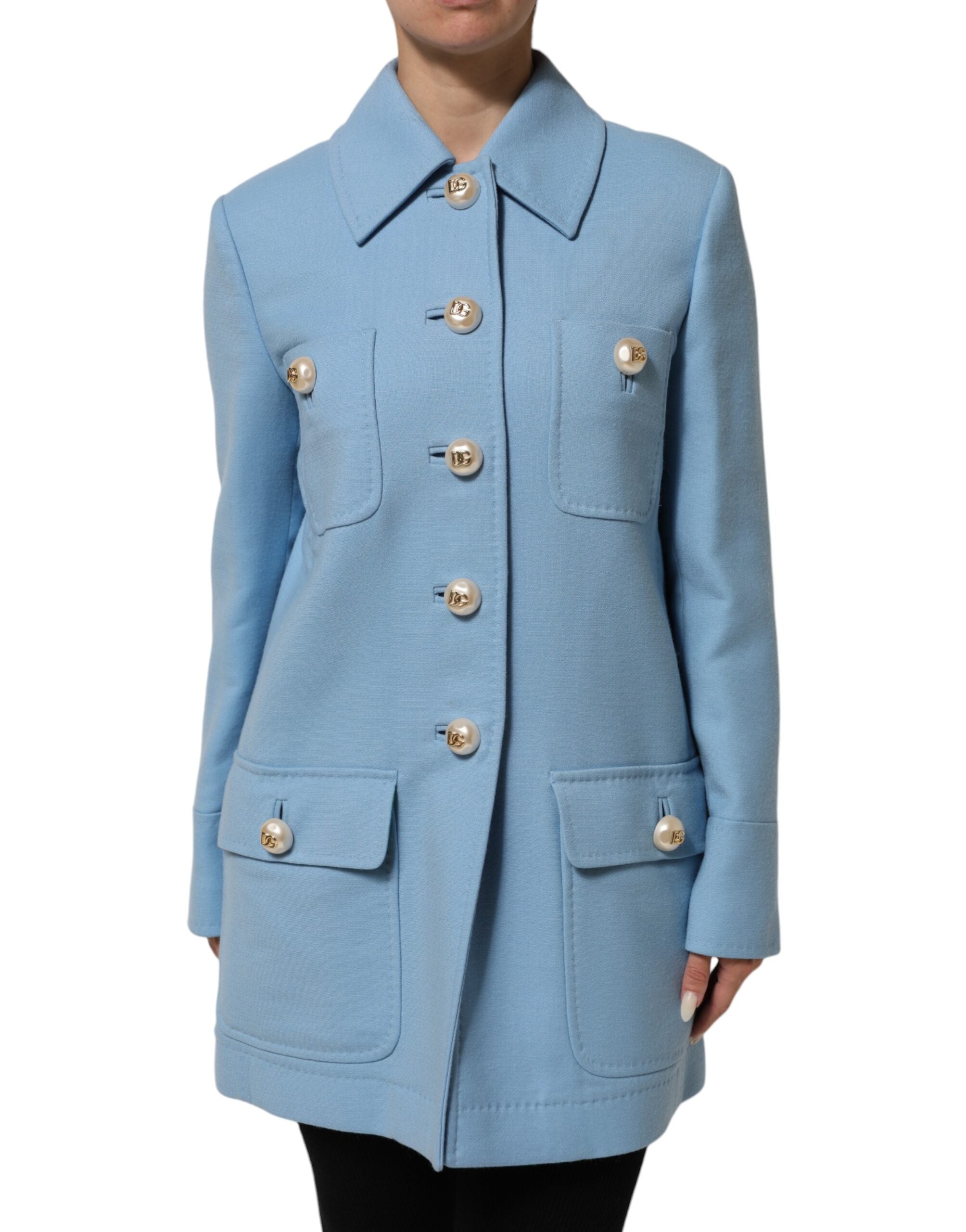 Dolce &amp; Gabbana Blå Trenchcoat Med Knappar