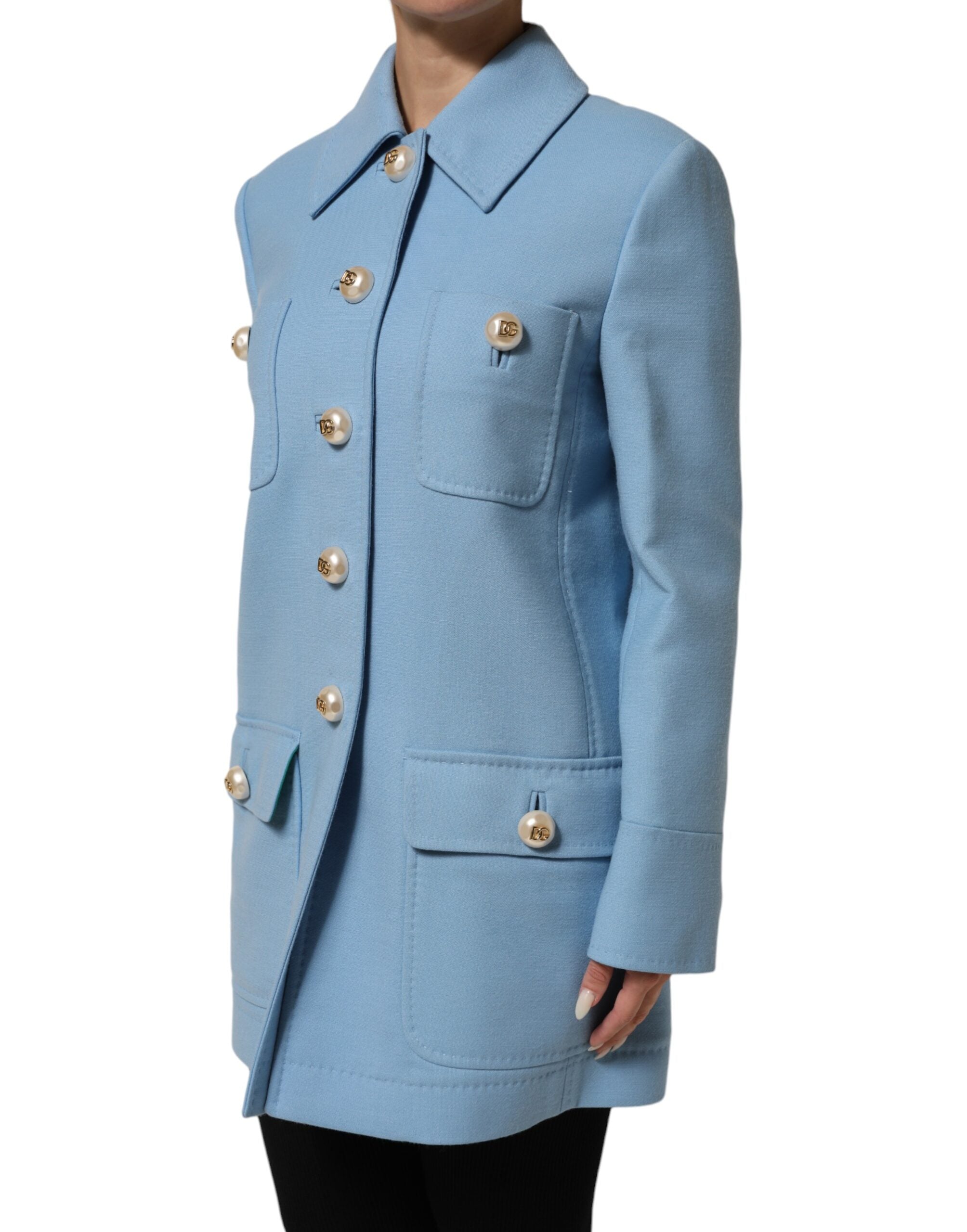 Dolce &amp; Gabbana Blå Trenchcoat Med Knappar