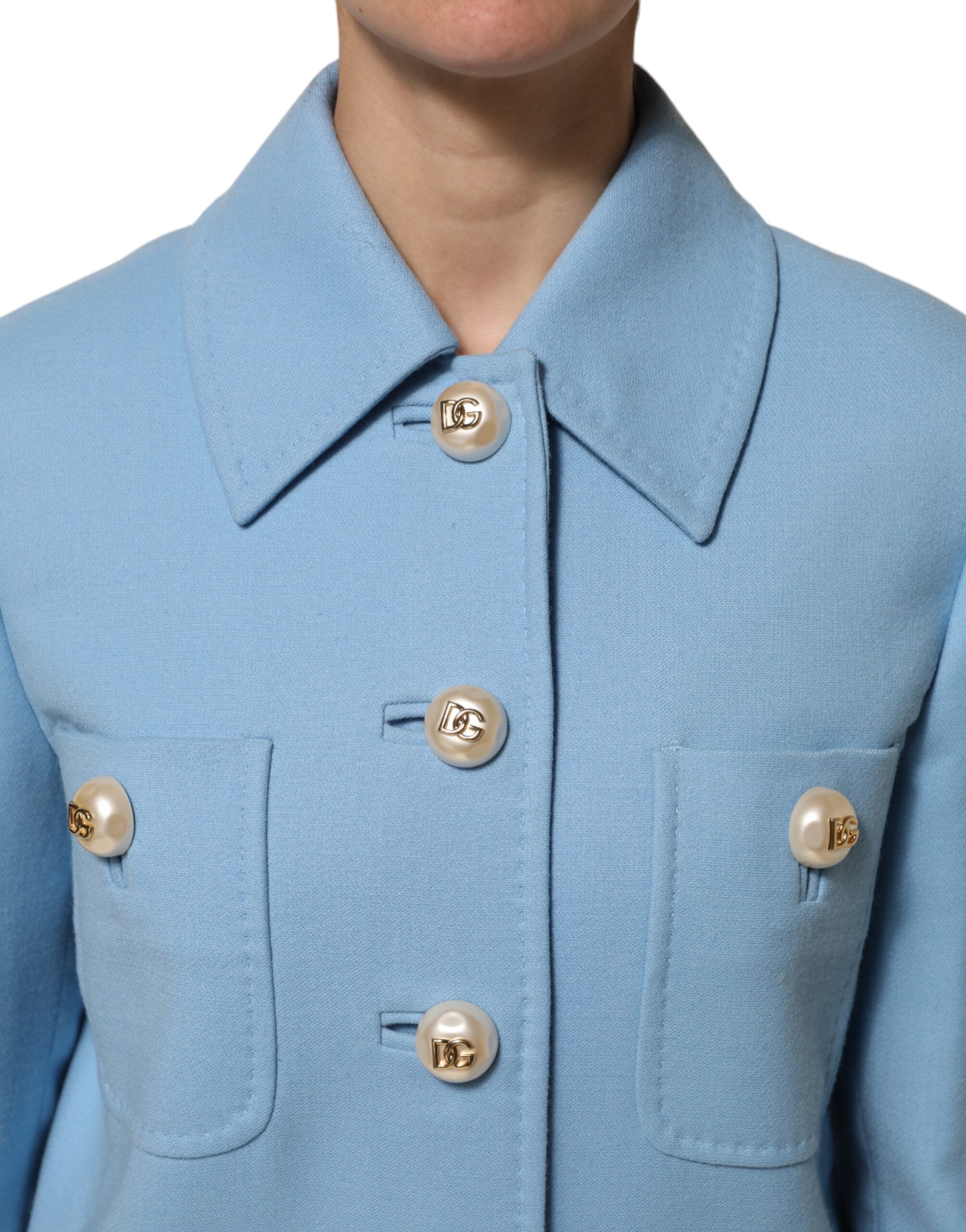 Dolce &amp; Gabbana Blå Trenchcoat Med Knappar