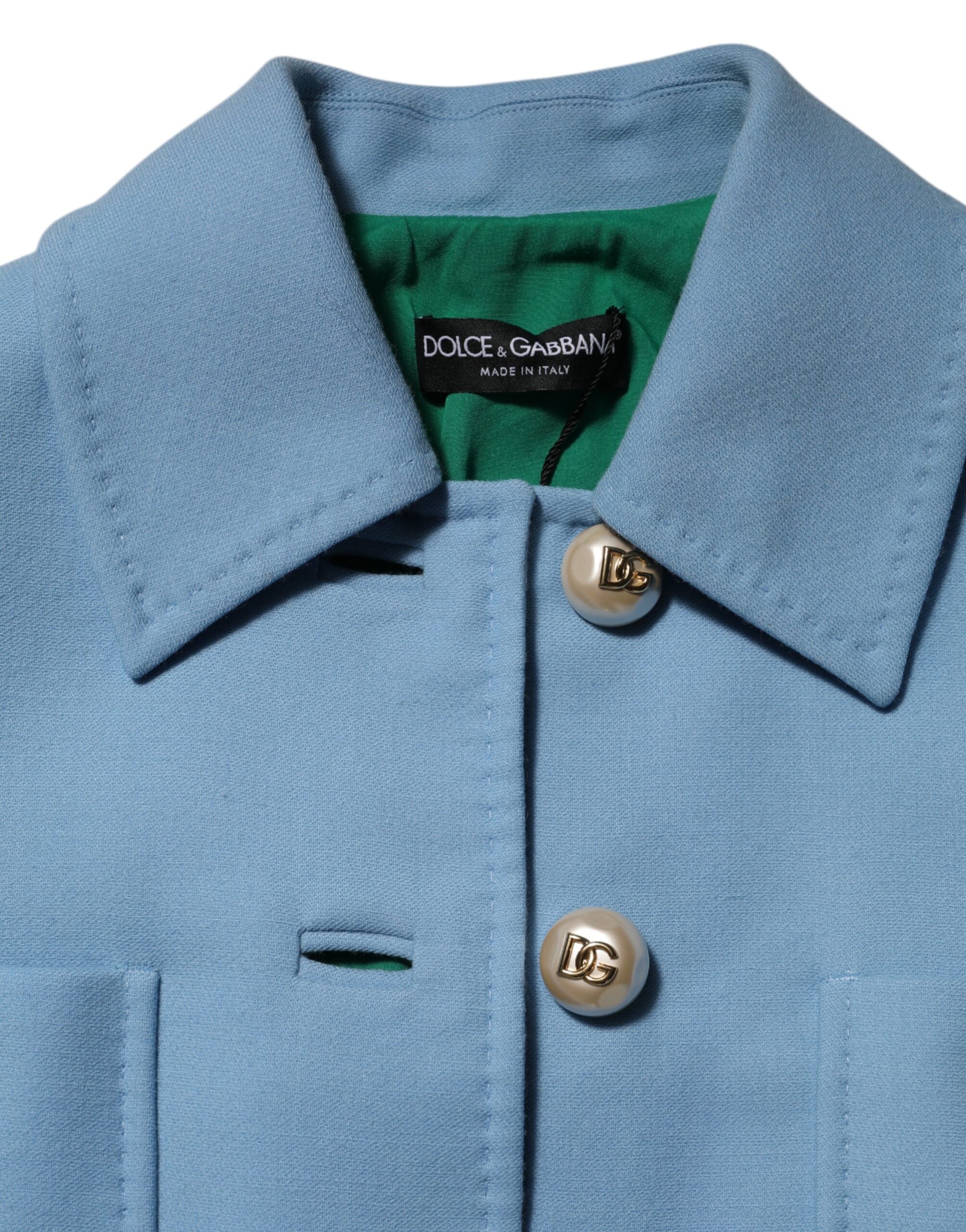 Dolce &amp; Gabbana Blå Trenchcoat Med Knappar