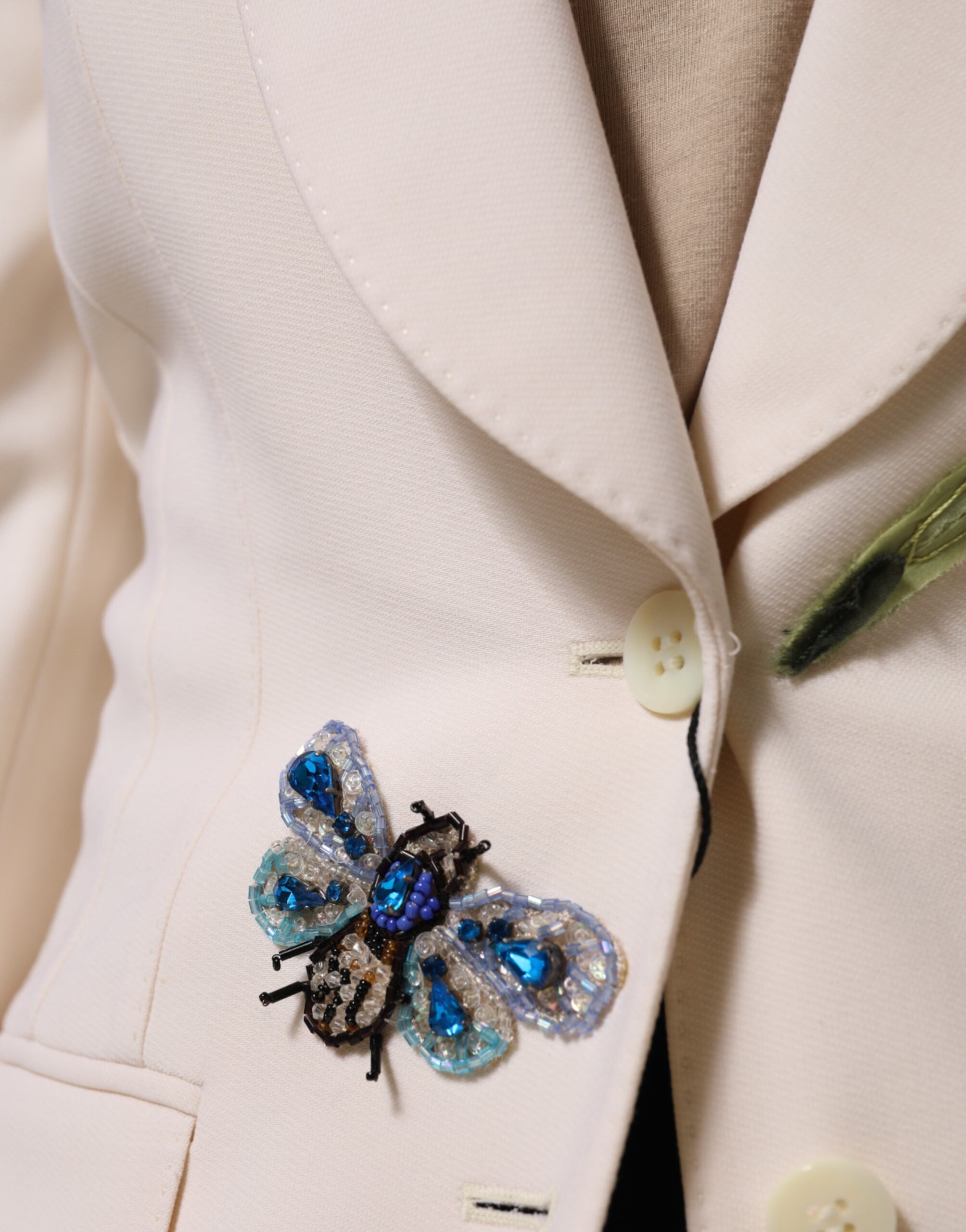 Dolce &amp; Gabbana Beige Broderet Enkeltradet Jakke