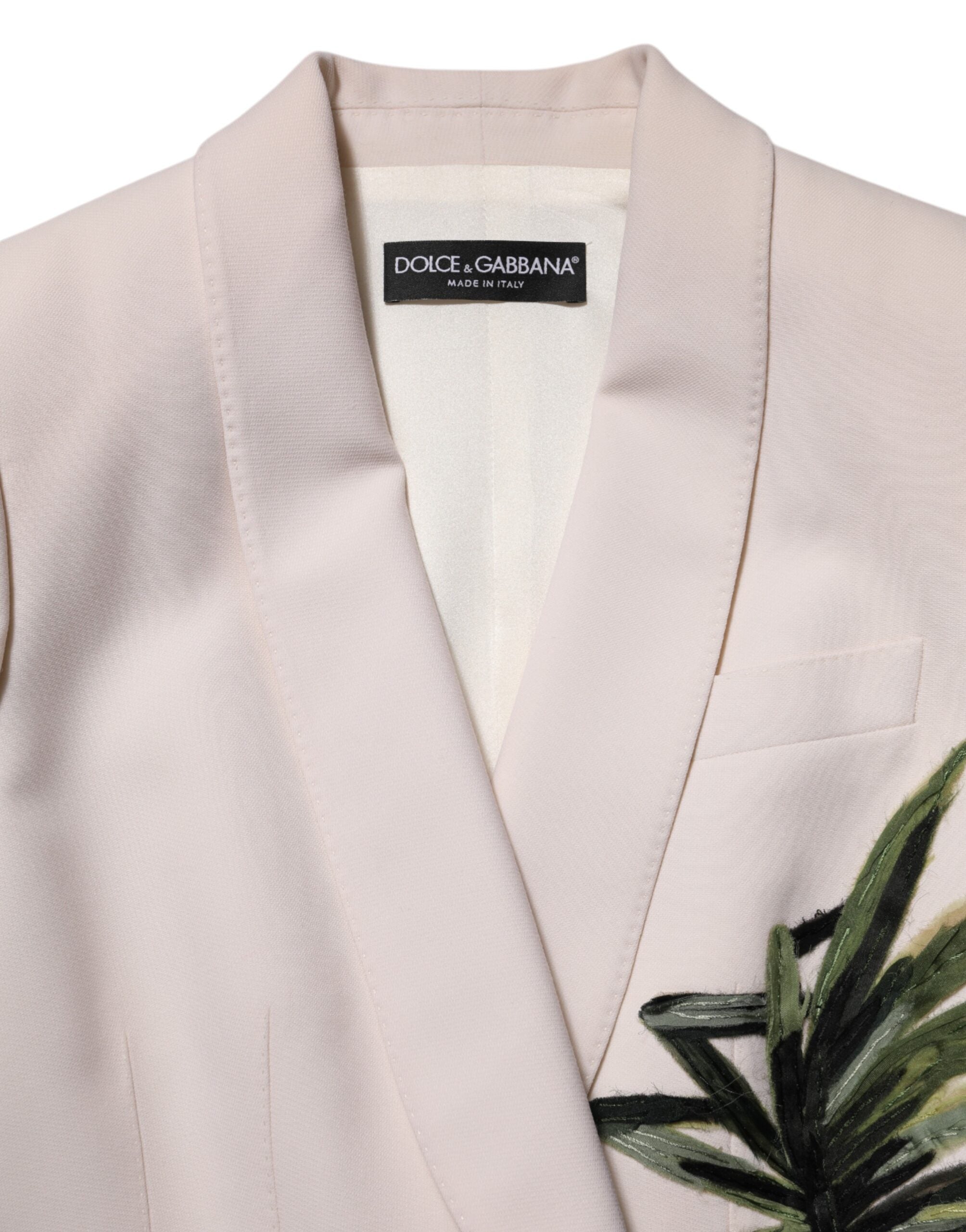 Dolce &amp; Gabbana Beige Broderet Enkeltradet Jakke