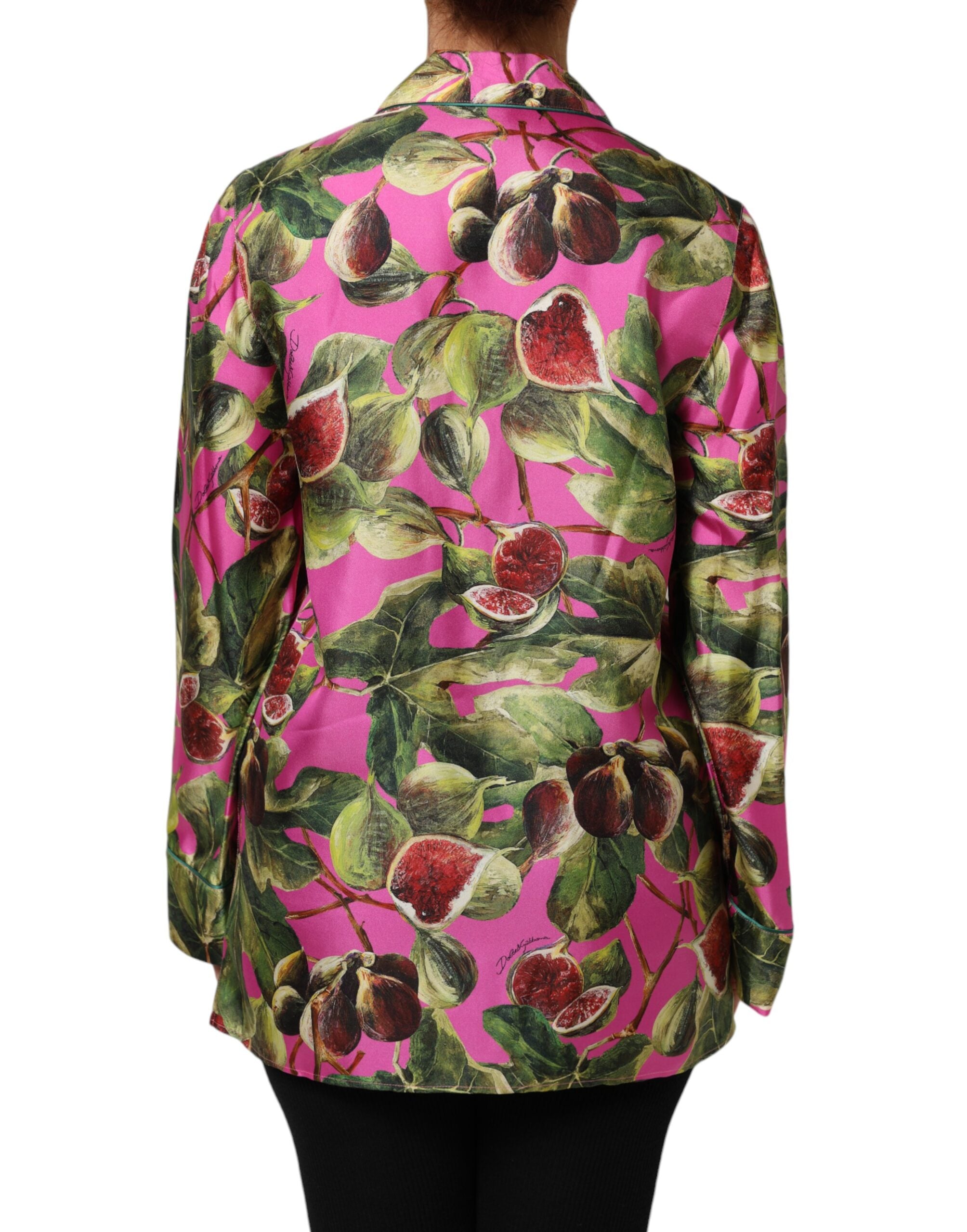 Dolce &amp; Gabbana Hot Pink Fig Printed Silkebluse Top