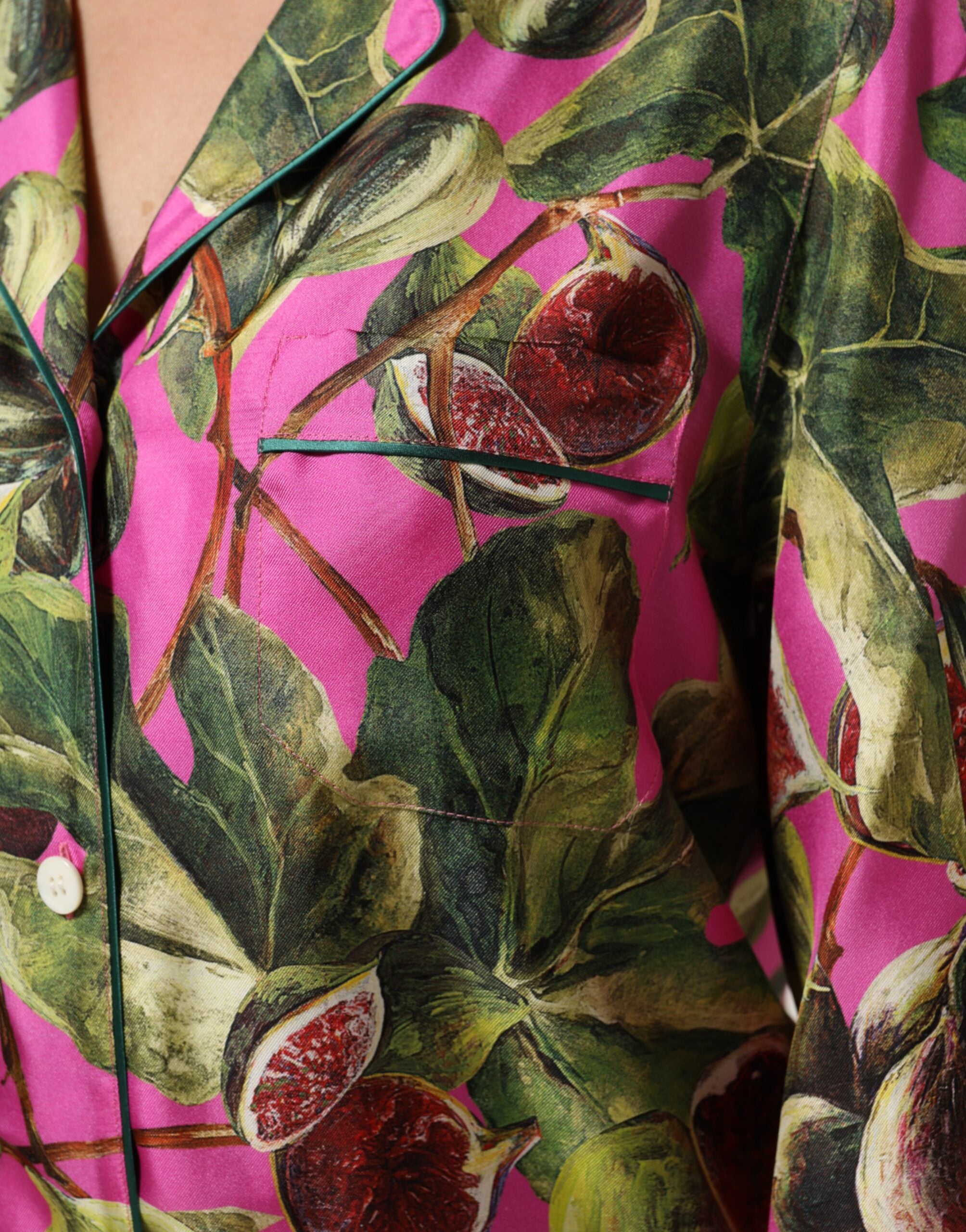 Dolce &amp; Gabbana Hot Pink Fig Printed Silkebluse Top