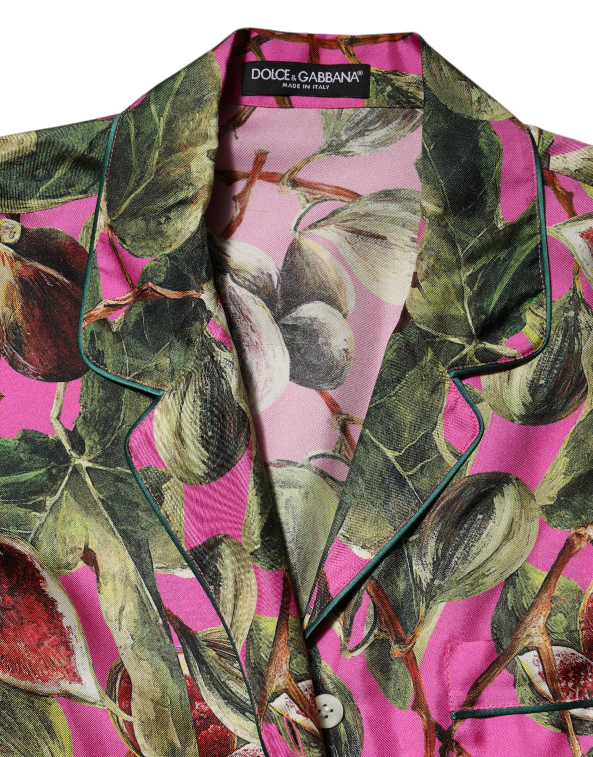 Dolce &amp; Gabbana Hot Pink Fig Printed Silkebluse Top