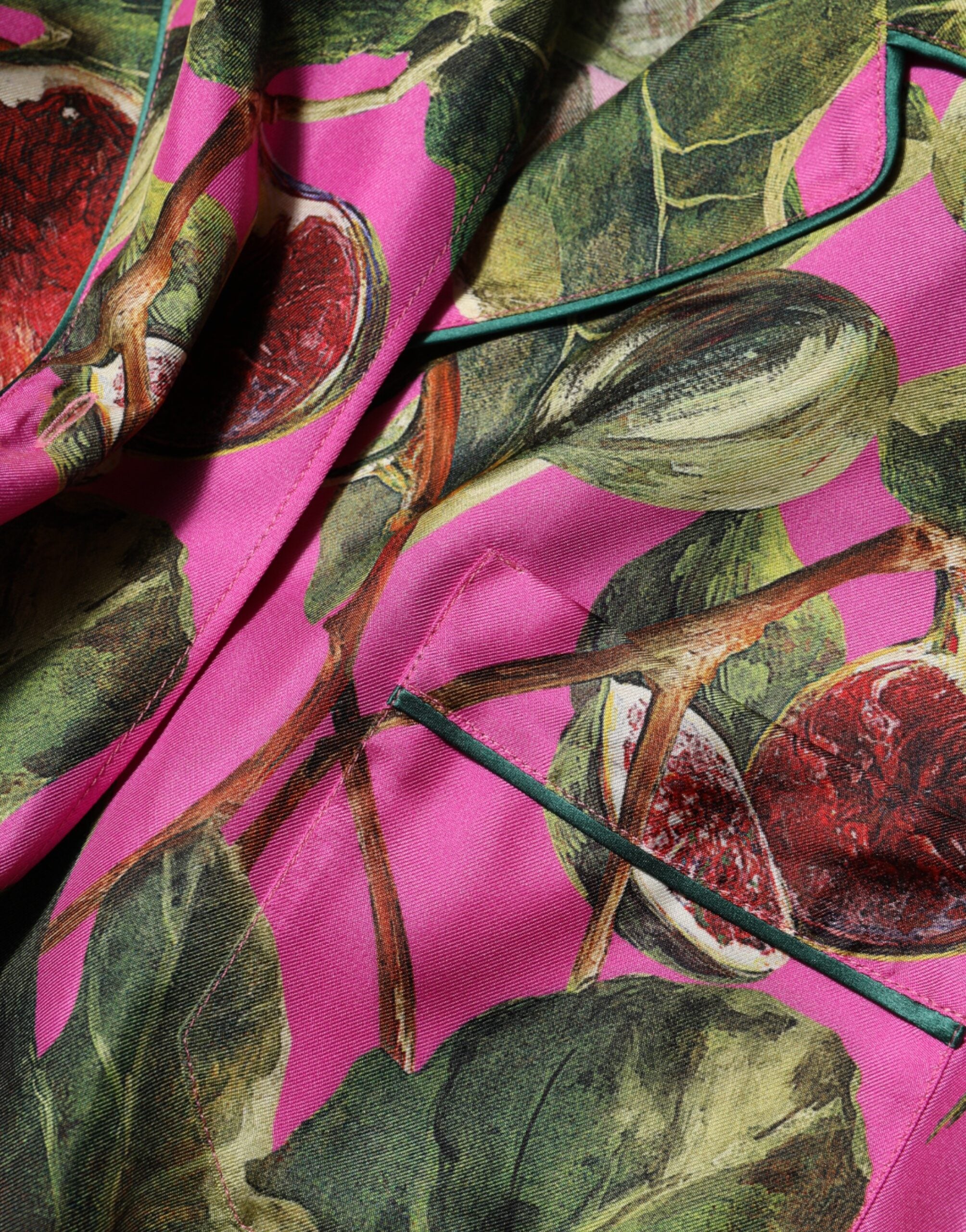 Dolce &amp; Gabbana Hot Pink Fig Printed Silkebluse Top