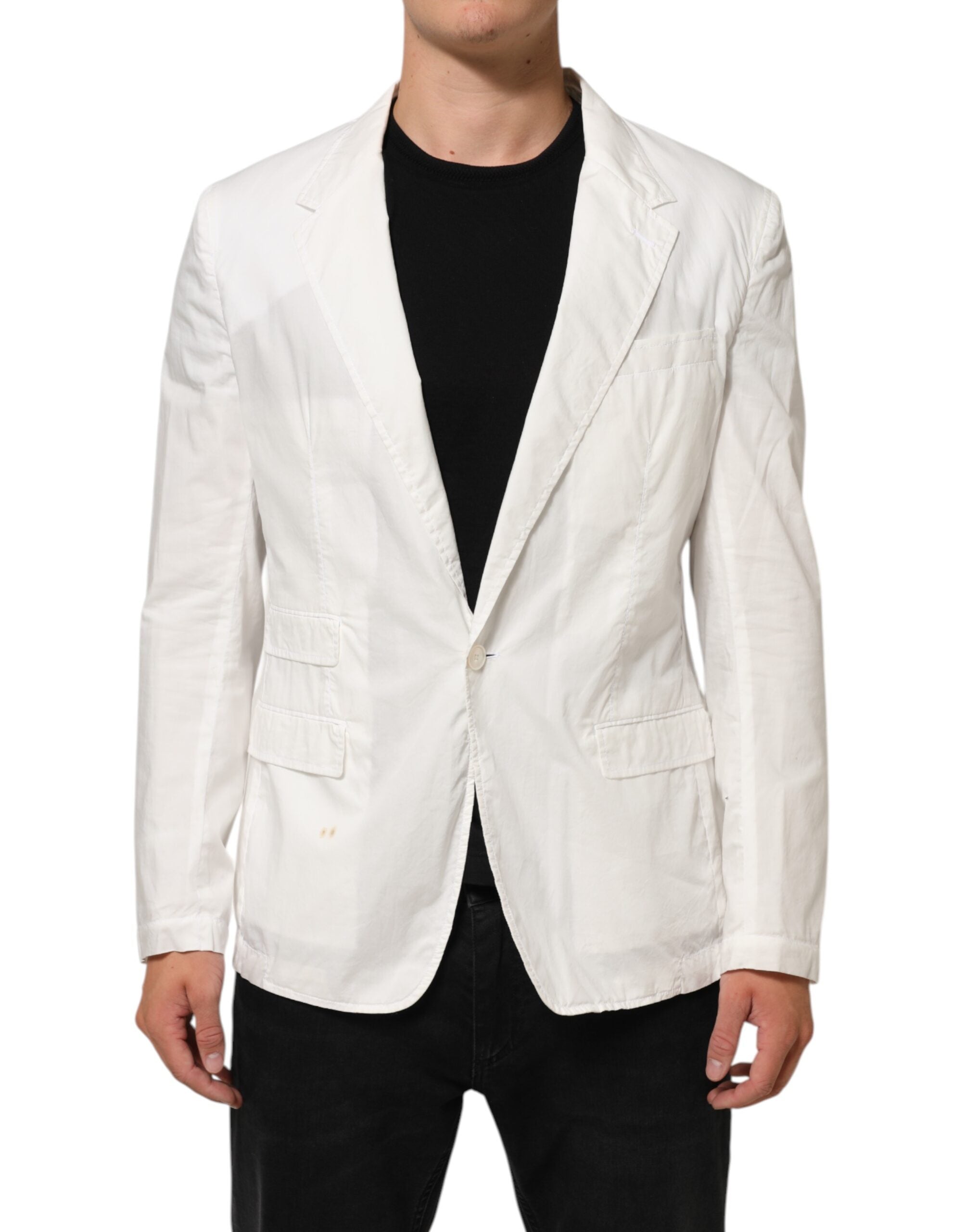 Dolce &amp; Gabbana Hvid Bomuld 1 Knap Herrejagtblazer