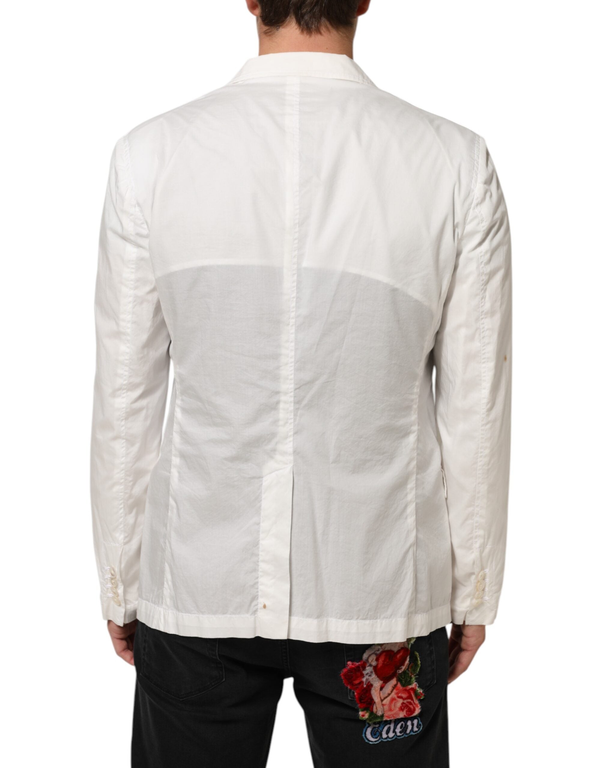 Dolce &amp; Gabbana Hvid Bomuld 1 Knap Herrejagtblazer