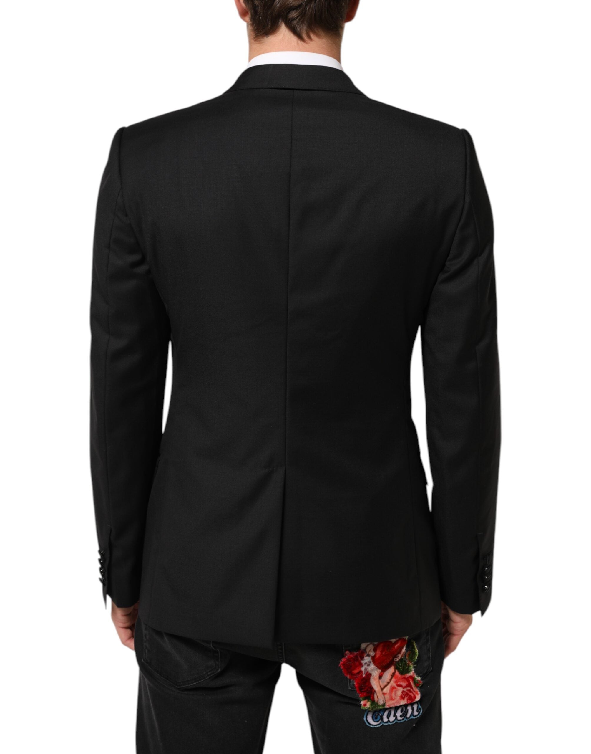 Dolce &amp; Gabbana Sort MARTINI Dobbeltradet Jakkesætsblazer