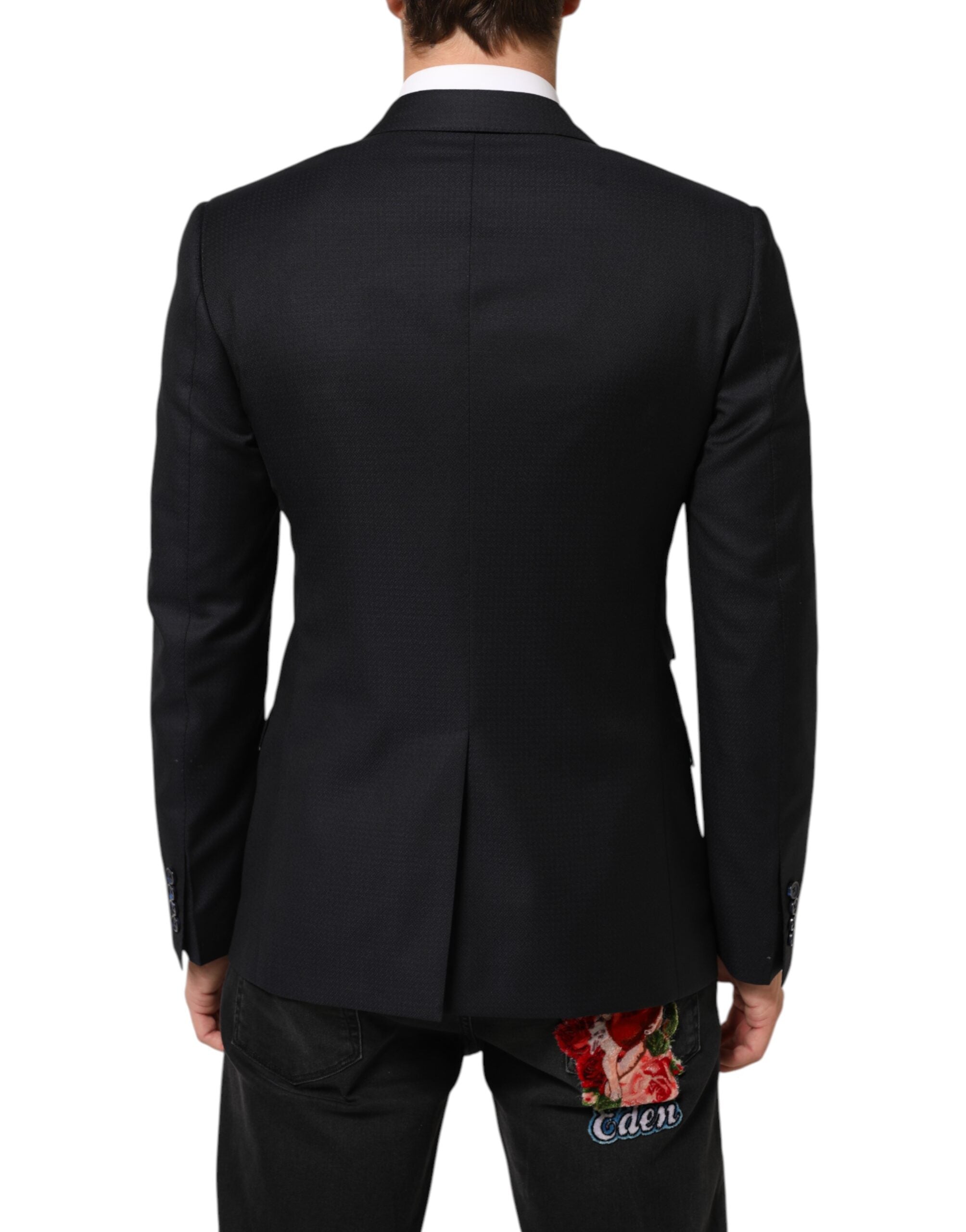Dolce &amp; Gabbana Sort Uld NAPOLI Herrejakkesæt med 2 Knapper