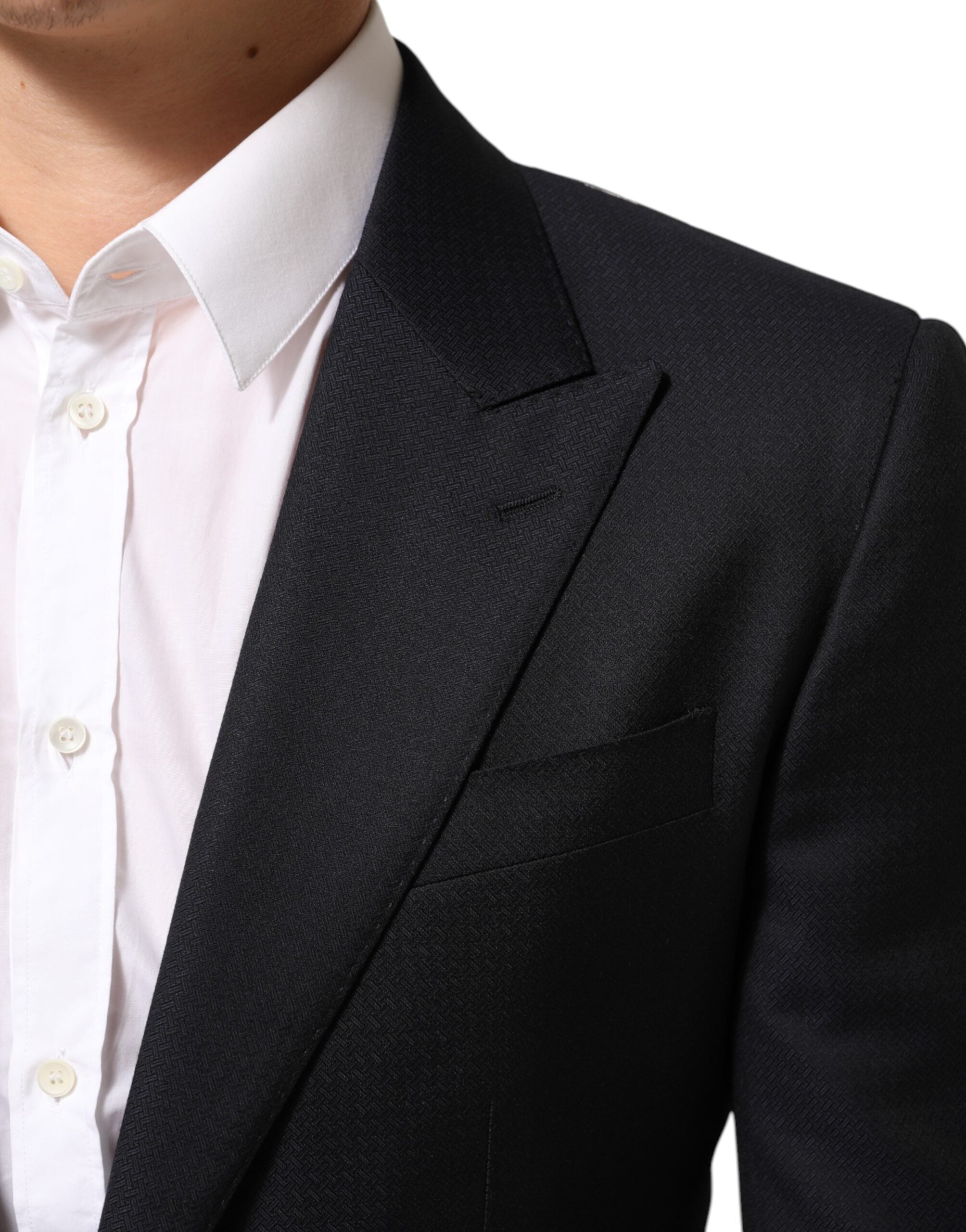 Dolce & Gabbana Sort Uld NAPOLI Herrejakkesæt med 2 Knapper