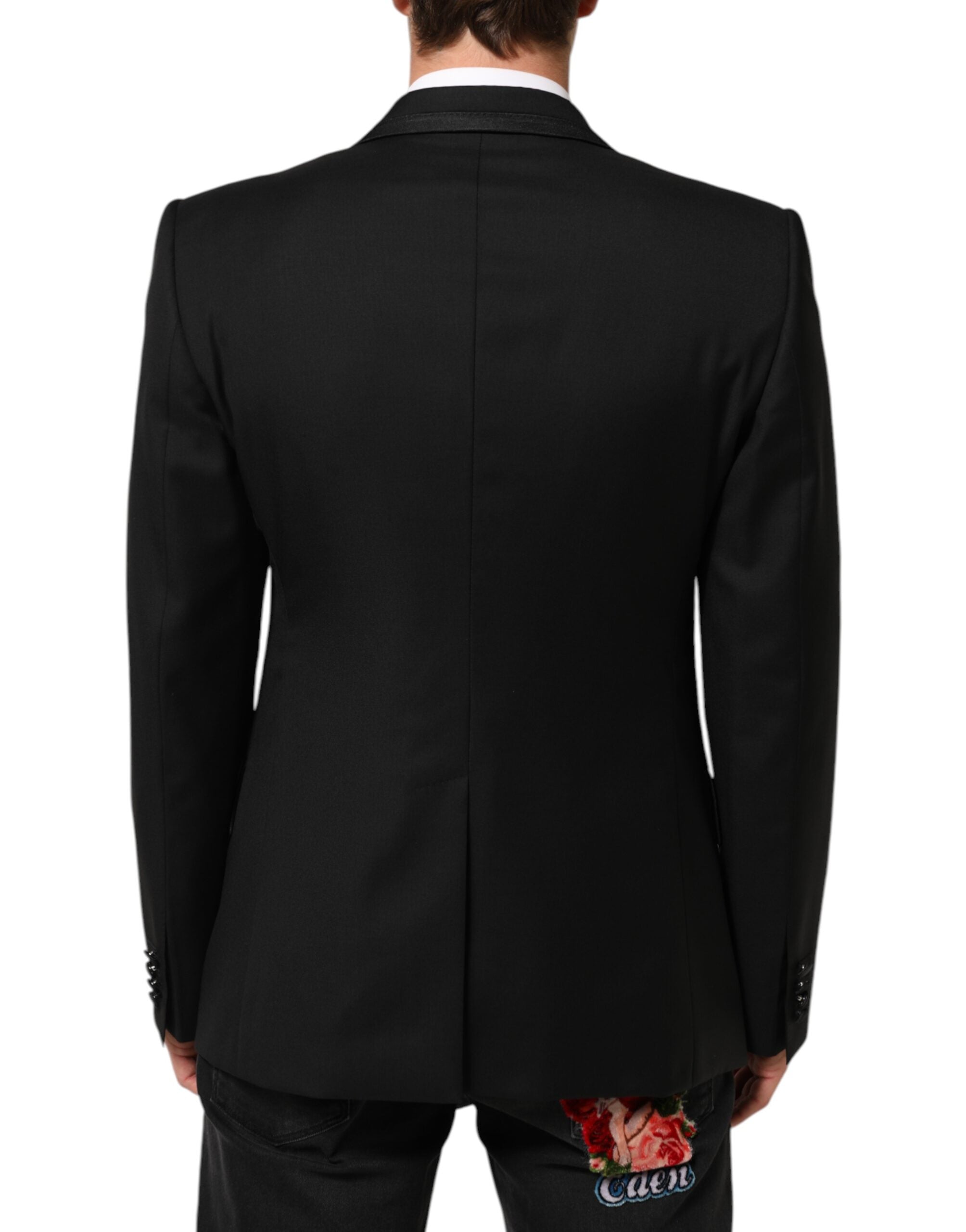 Dolce &amp; Gabbana Sort Uldjakke med 1 Knap Herreblazer