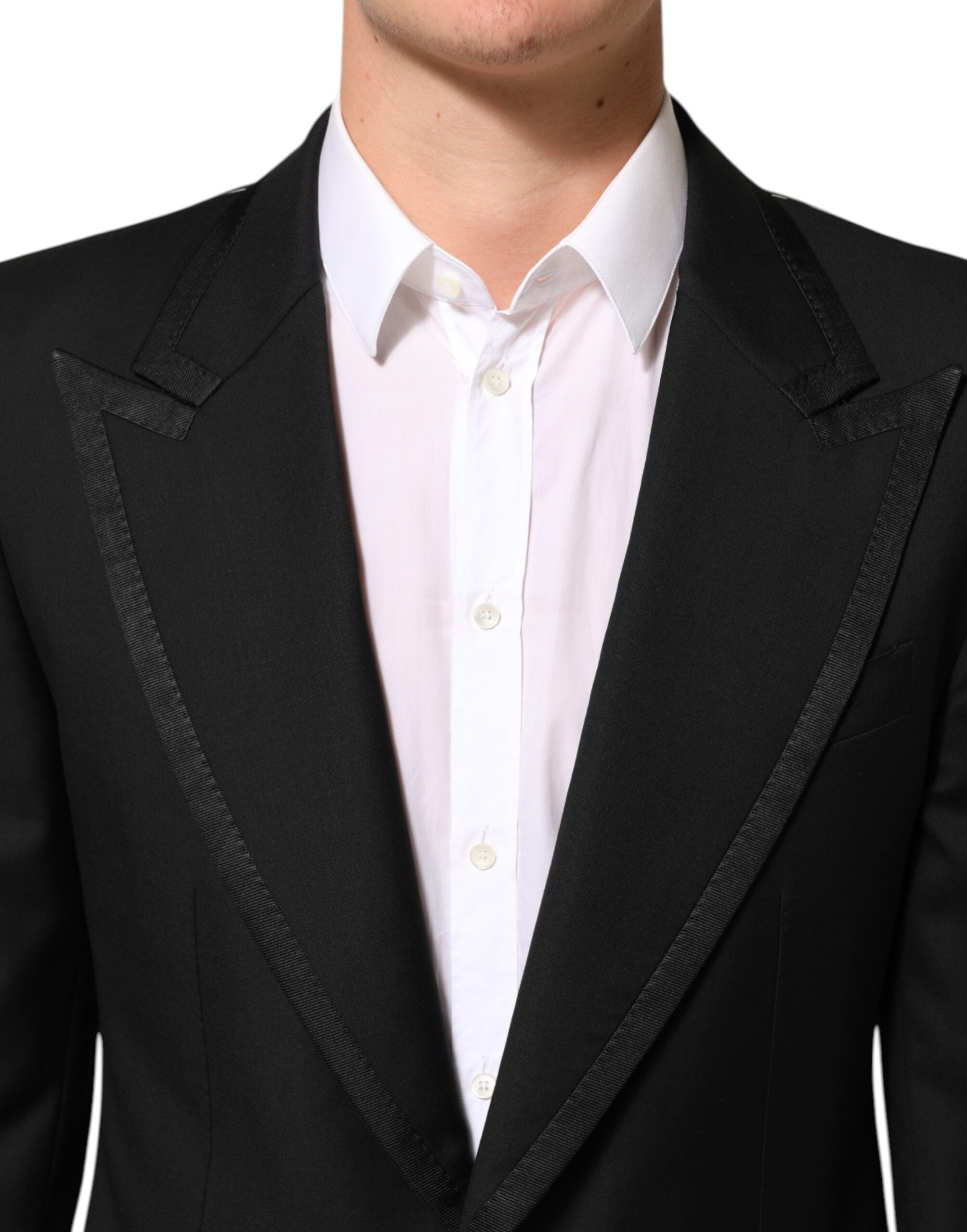Dolce &amp; Gabbana Sort Uldjakke med 1 Knap Herreblazer