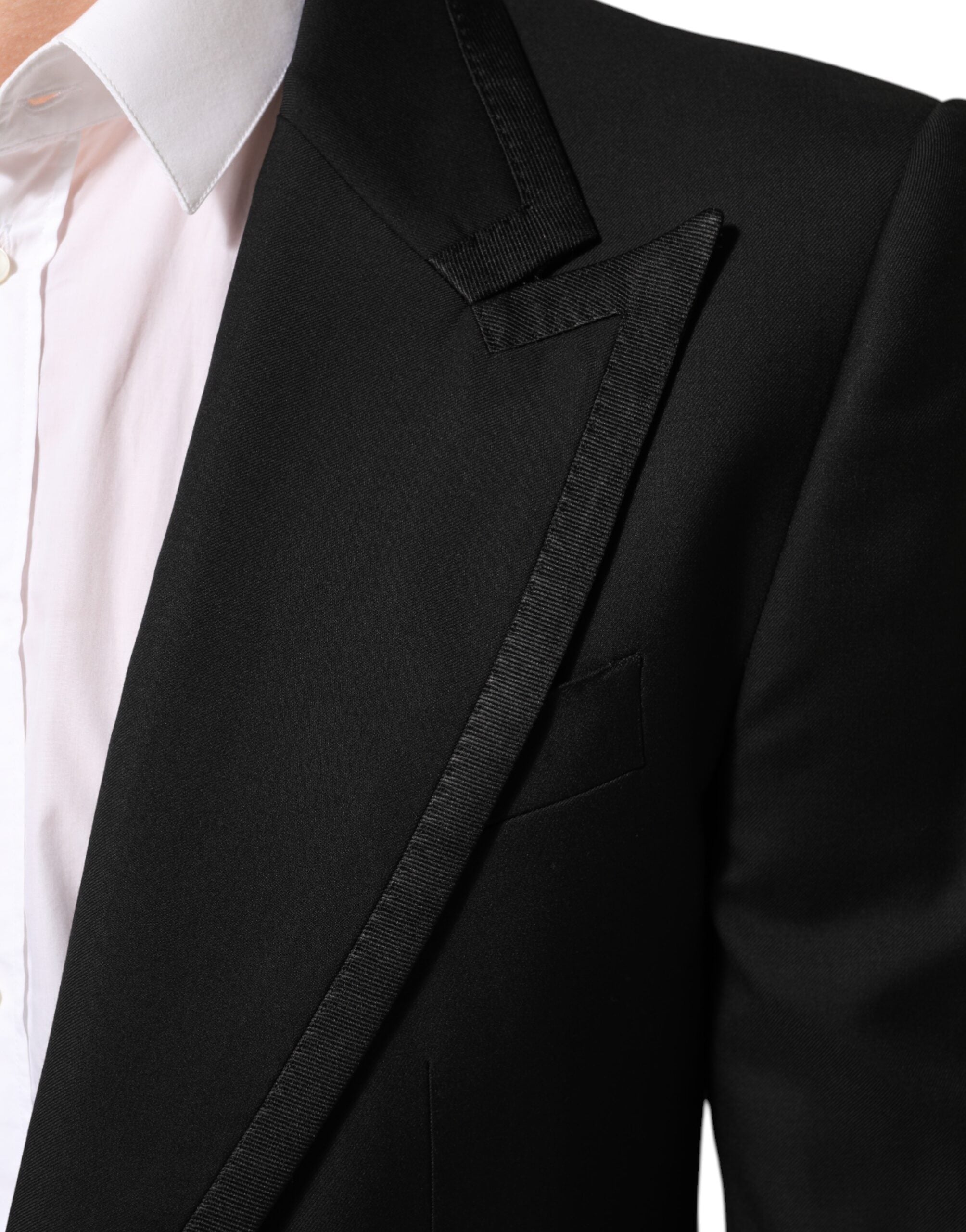 Dolce & Gabbana Sort Uldjakke med 1 Knap Herreblazer