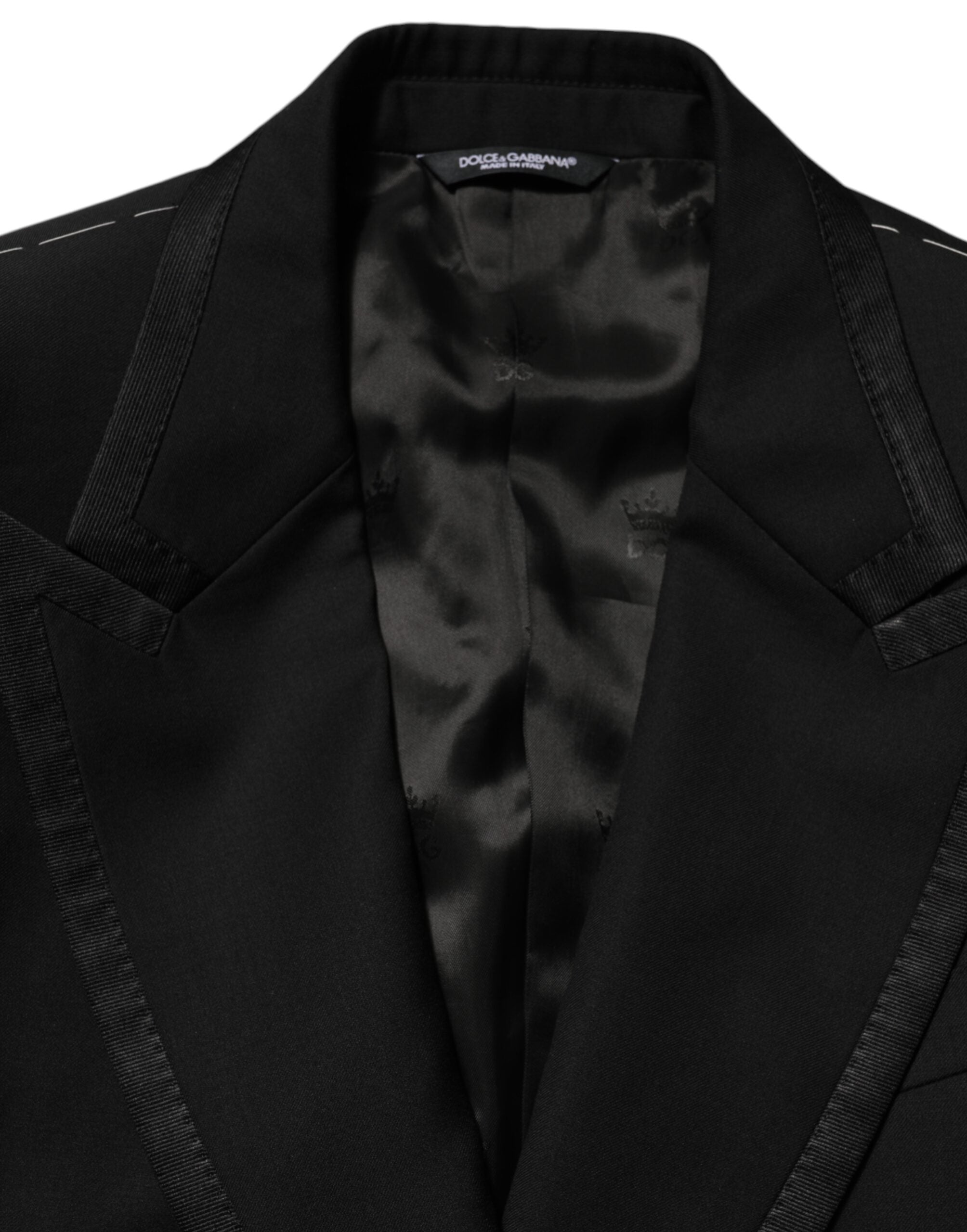 Dolce & Gabbana Sort Uldjakke med 1 Knap Herreblazer