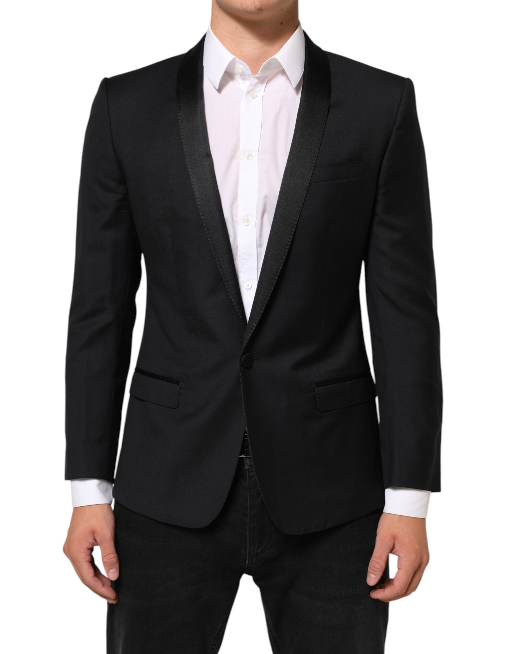 Dolce &amp; Gabbana Sort GULD 1 Knap Habitjakke Herre Blazer