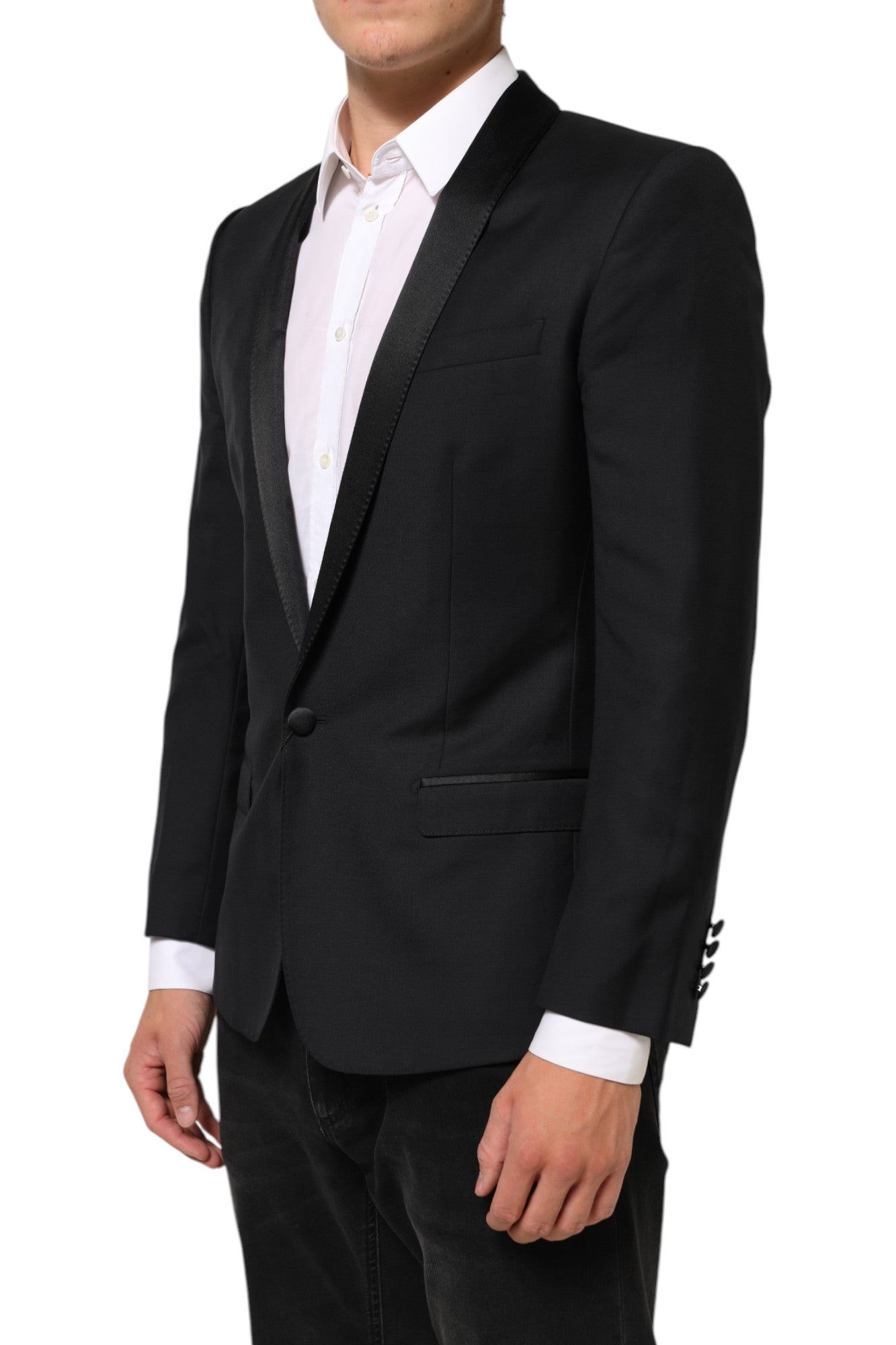 Dolce &amp; Gabbana Sort GULD 1 Knap Habitjakke Herre Blazer