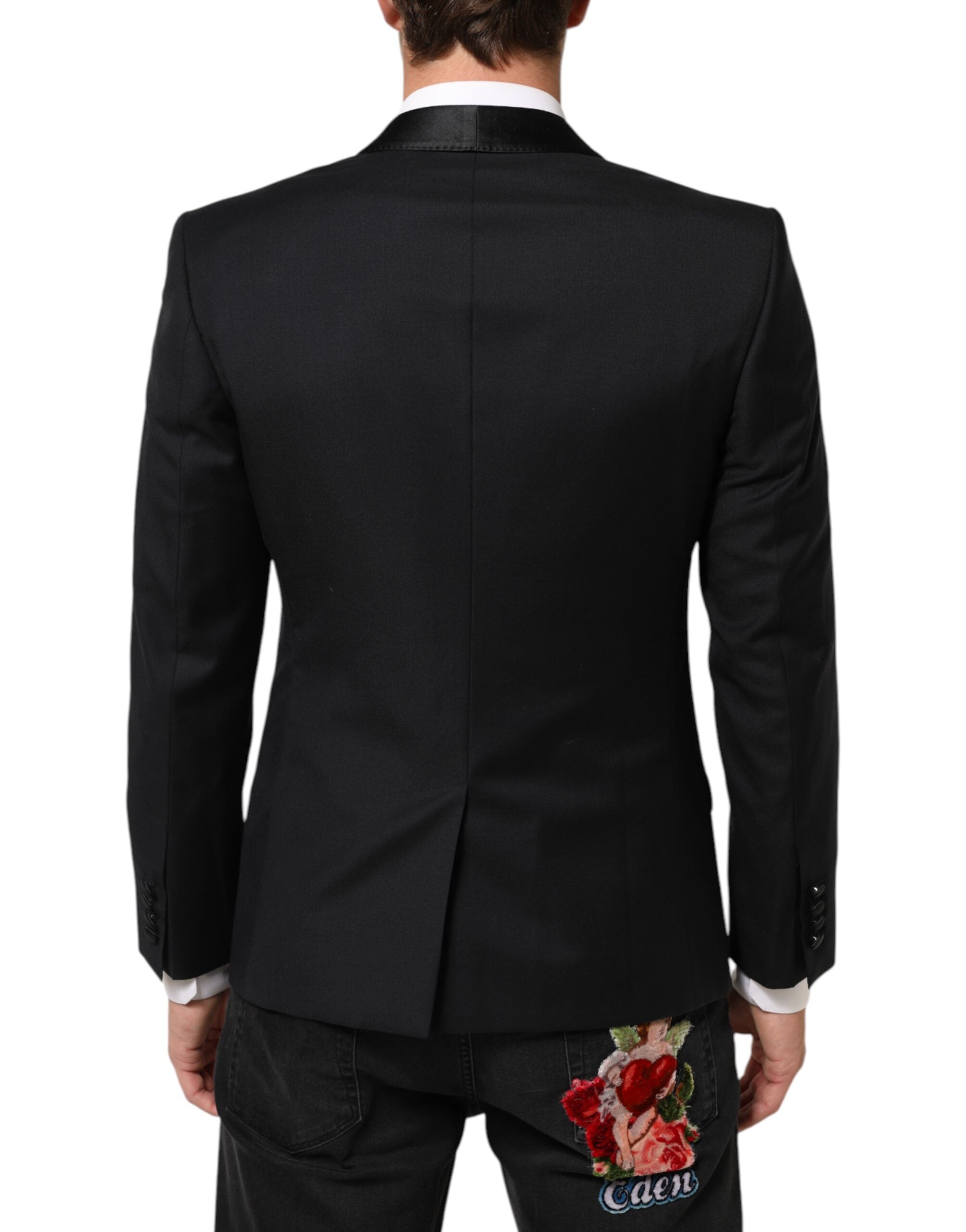 Dolce &amp; Gabbana Sort GULD 1 Knap Habitjakke Herre Blazer