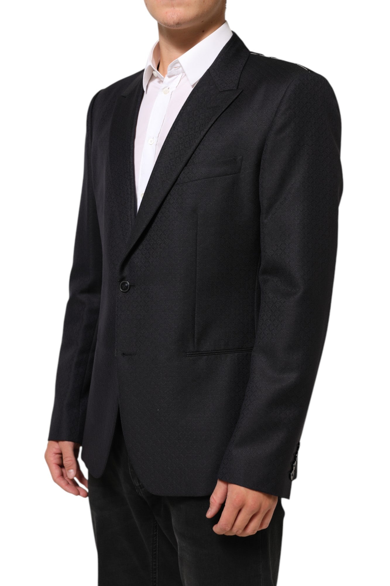 Dolce & Gabbana Sort Uldjakke med 2 Knapper Herreblazer