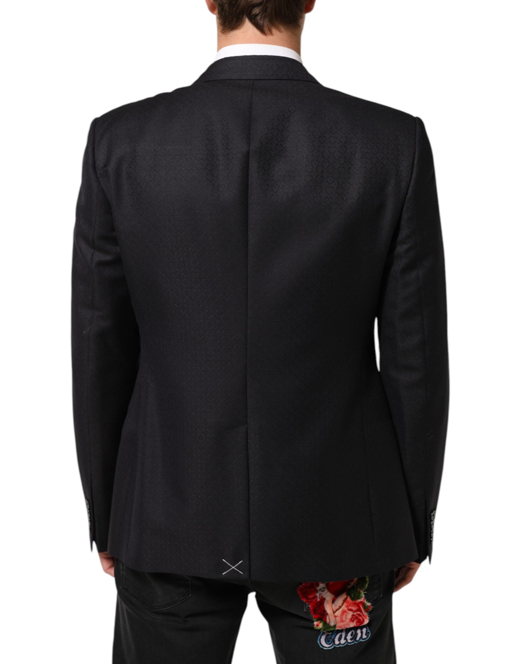 Dolce & Gabbana Sort Uldjakke med 2 Knapper Herreblazer
