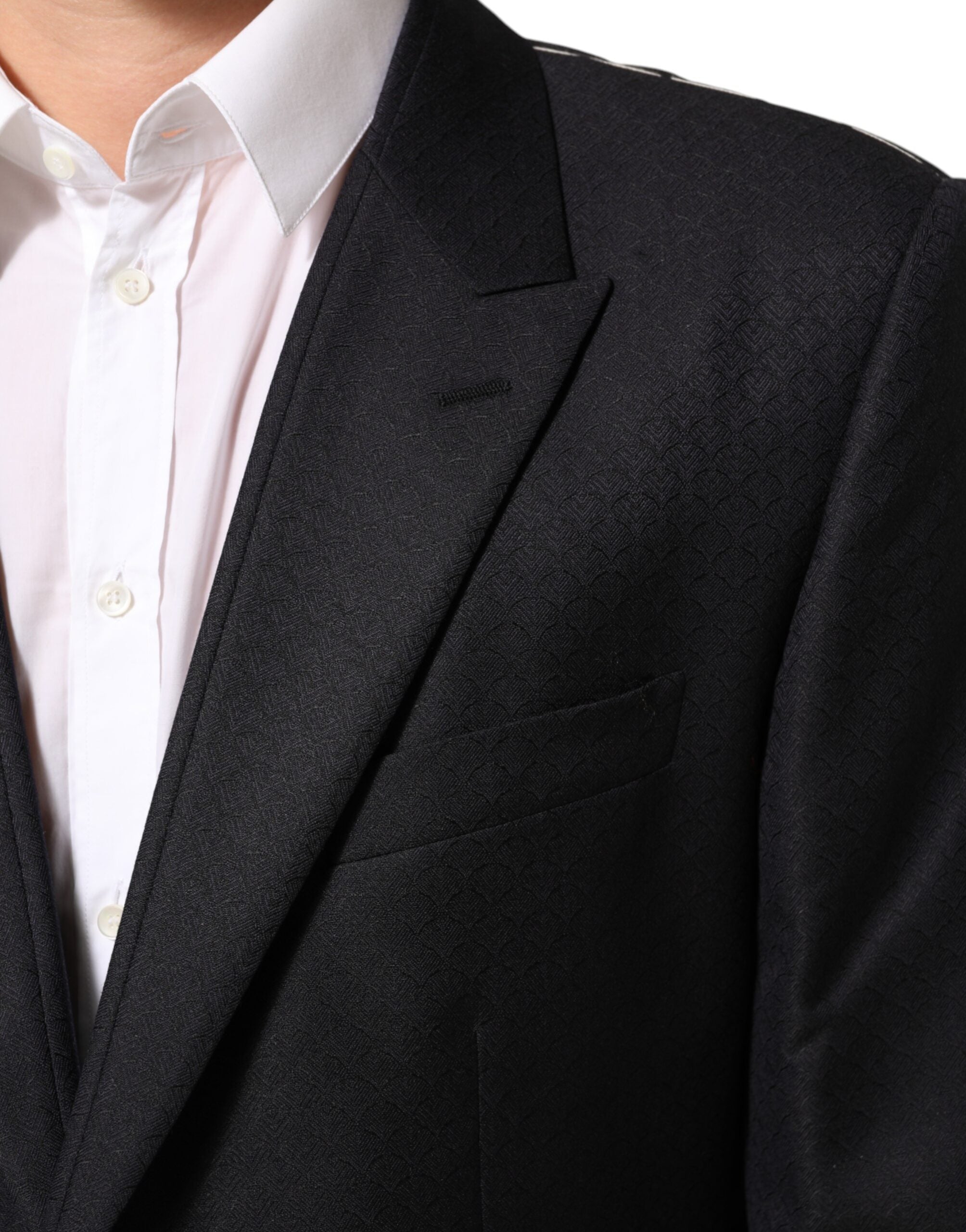 Dolce & Gabbana Sort Uldjakke med 2 Knapper Herreblazer