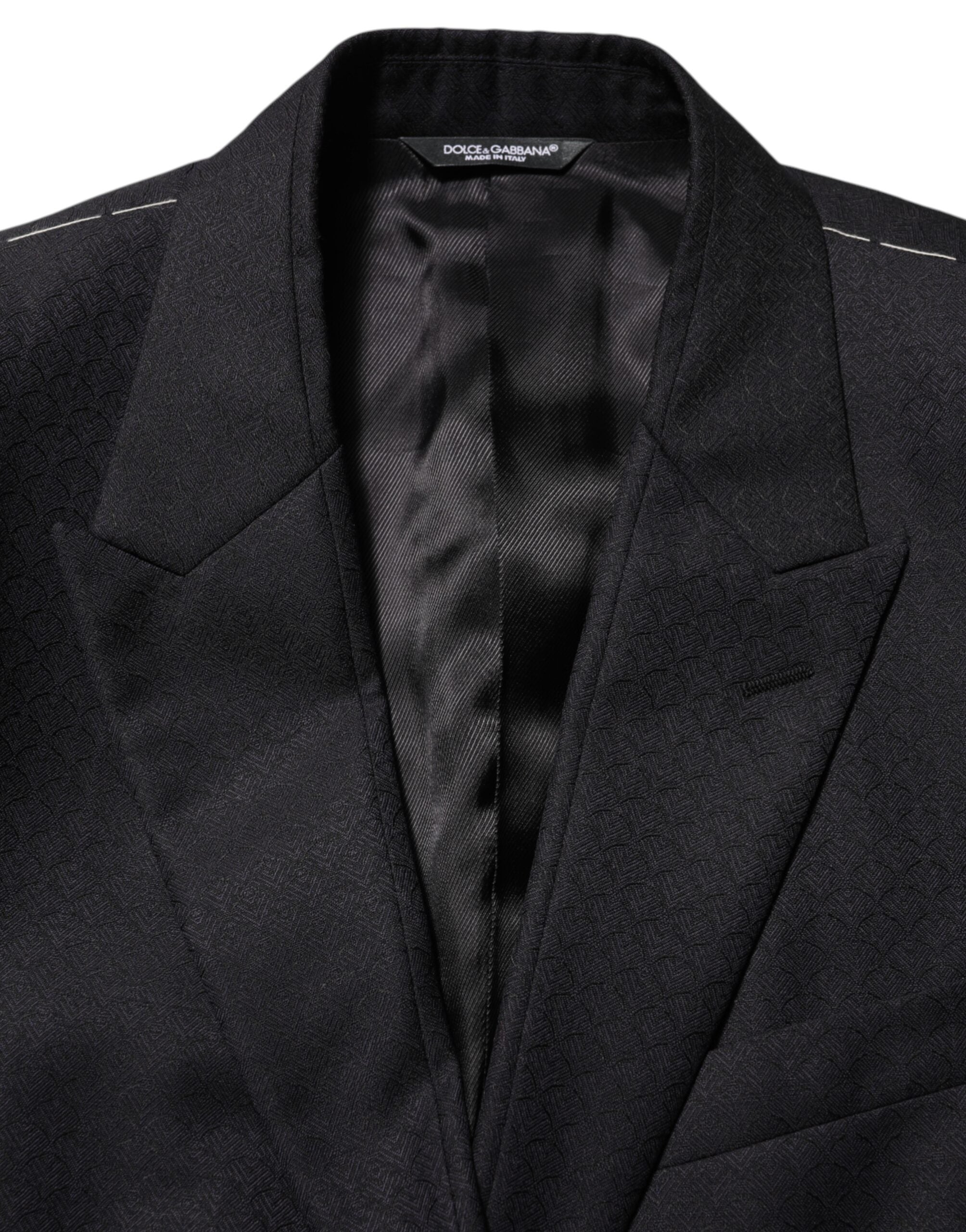 Dolce & Gabbana Sort Uldjakke med 2 Knapper Herreblazer