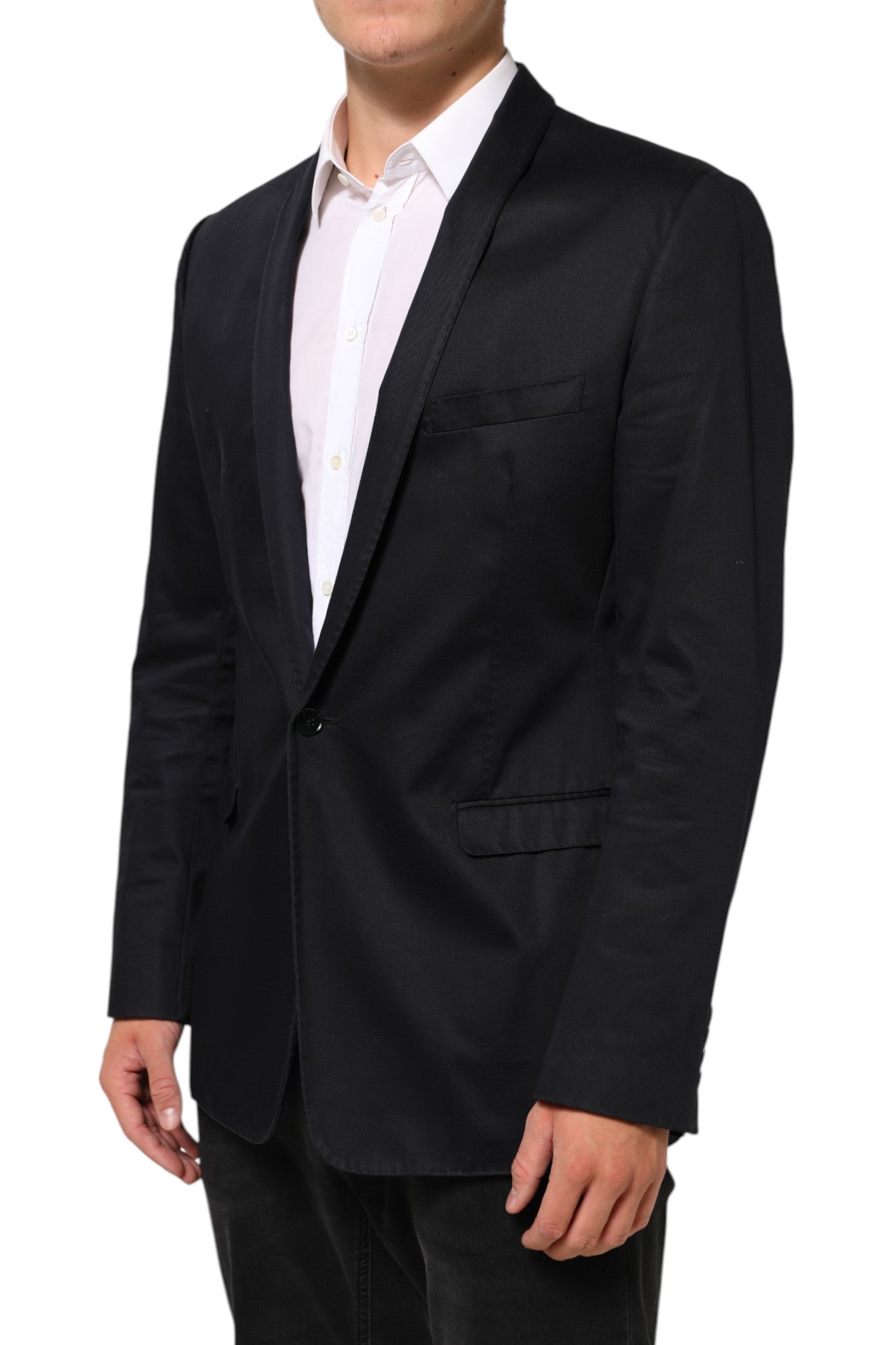 Dolce &amp; Gabbana Sort bomuldsjakke med 1 knap