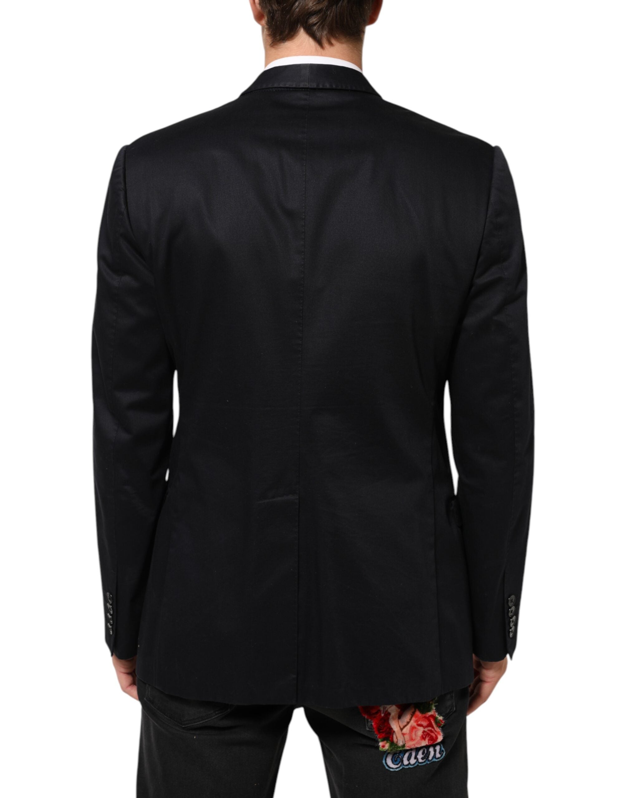 Dolce &amp; Gabbana Sort bomuldsjakke med 1 knap