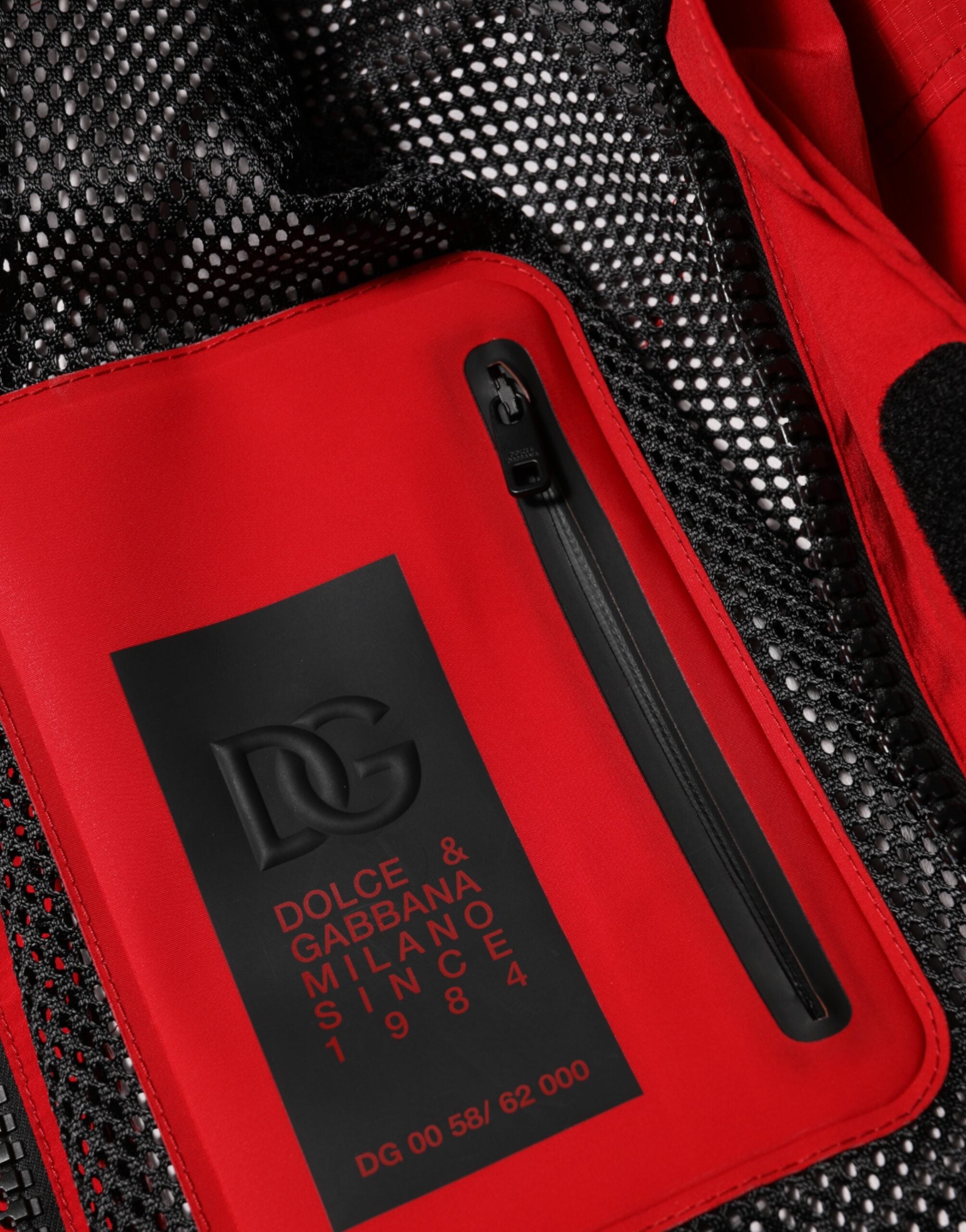 Dolce & Gabbana rød nylon hættejakke til mænd med fuld lynlås